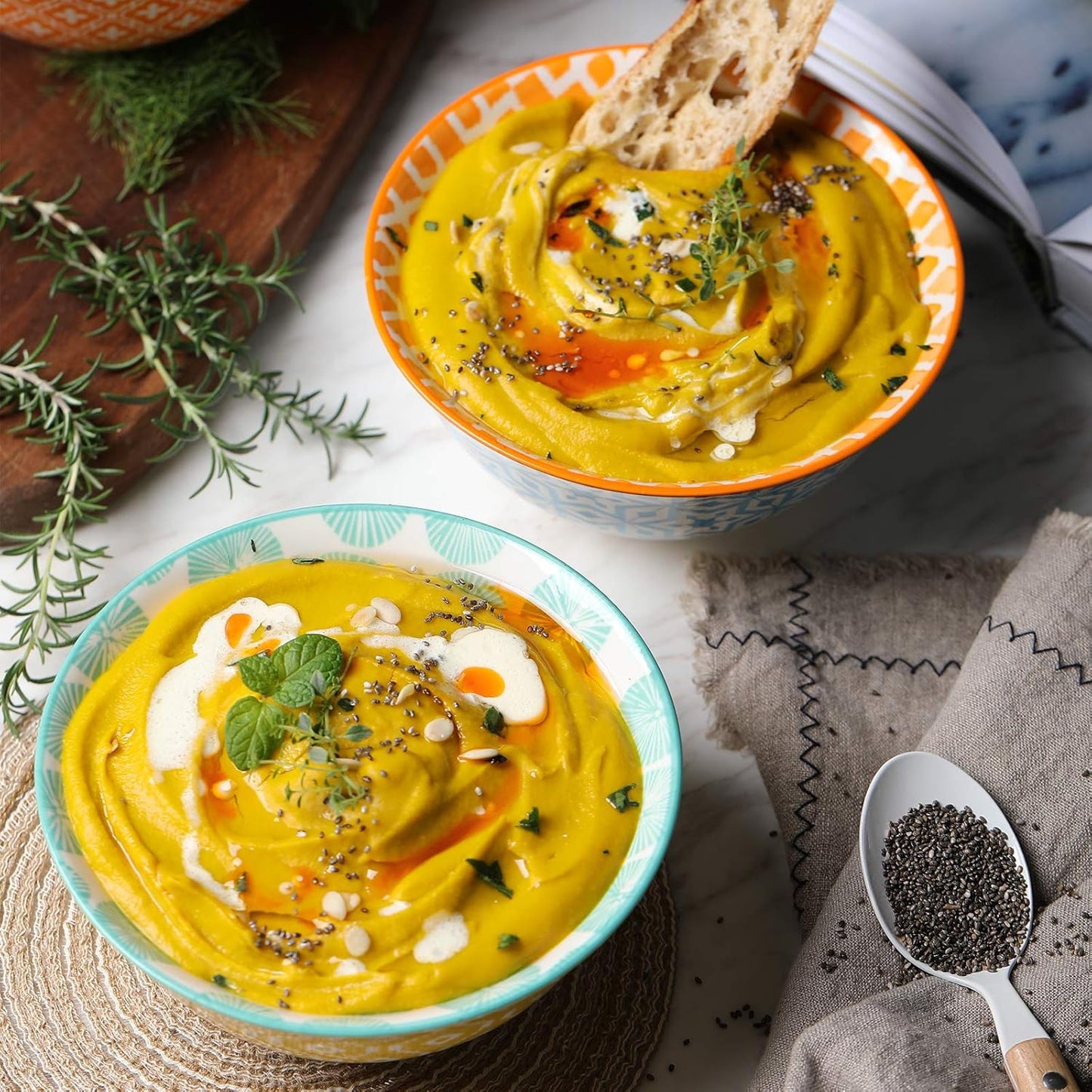 Selamica Porcelain 20oz Cereal Bowl Set - Set of 6, 6 inch Soup Bowls, Ceramic bowls for Cereal, Soup, Salad and Pasta, Colorful bowls