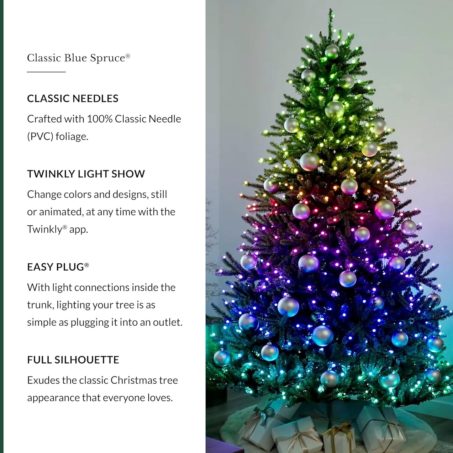 Balsam Hill 9.5ft Pre-Lit Classic Blue Spruce - Artificial Christmas Tree with 5,248+ Tips, Twinkly LED Smart Lights, Easy Plug System & Premium Stand for Indoor Holiday Decorating