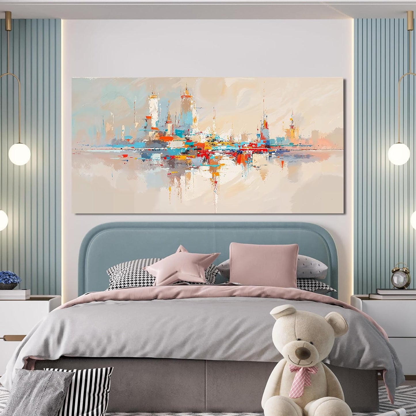 Canvas Wall Art Decor Large Wall Art Pictures for Living Room Abstract Canvas Art Wall Decor Modern Artwork for Walls Oversized Colorful Abstract Wall Art Decorations Bedroom Home Wall Decor 29" X 58"