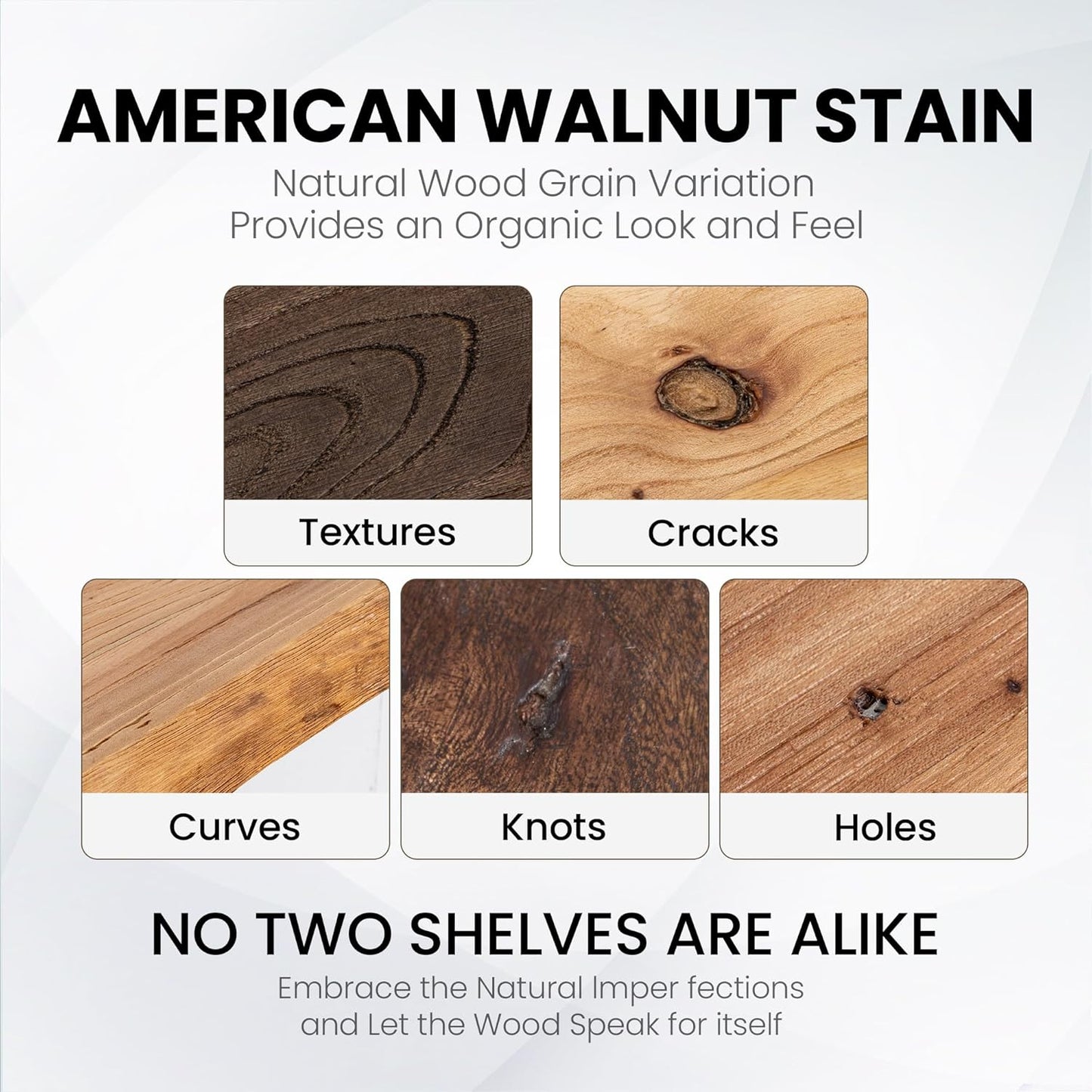 Floating Shelves for Wall, 48"x9.3" Rustic Solid Live-Edge Elm Wood Wall Shelves, Heavy-Duty Floating Shelves with Invisible Brackets for Living Room, Bedroom, and Kitchen, Natural Finish