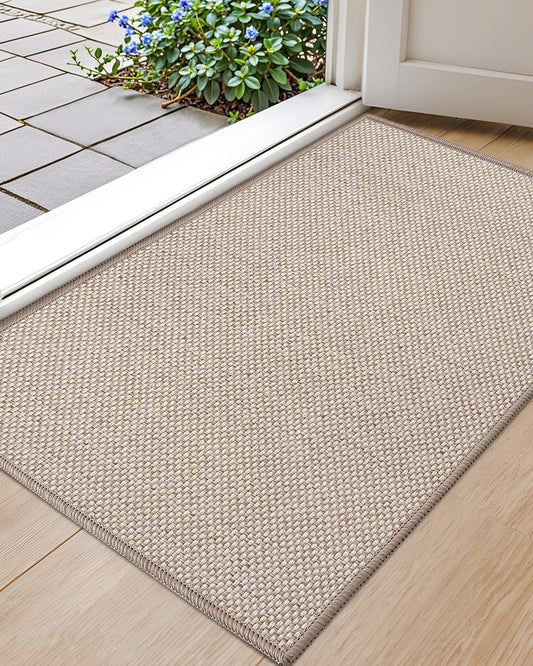Color&Geometry Front Door Mat Indoor 36"x56", Ultra Non Slip Rubber Backed Dirt Trapper, Low Profile Thin washable, Easy Clean Entry Entryway Rug Door Mat Indoor Entrance, Khaki (Rolled-up NO Creases)