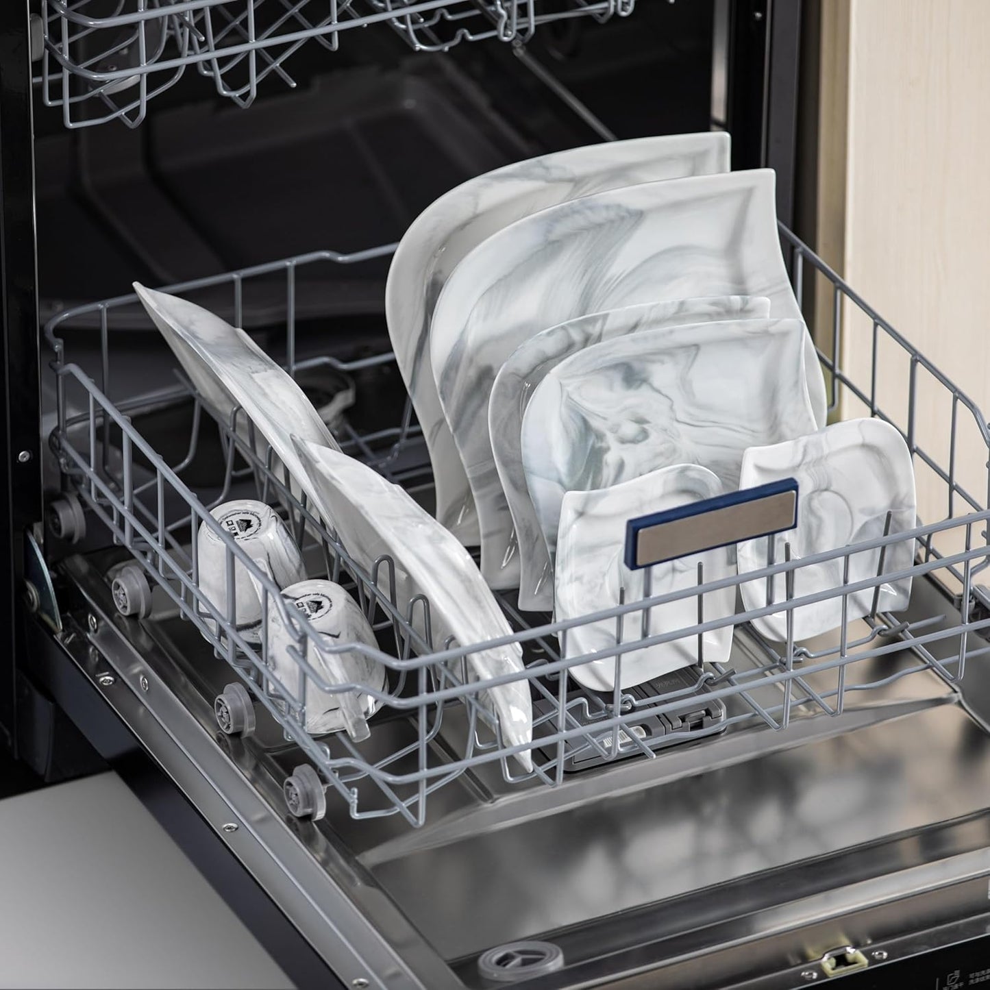 MALACASA Marble Grey Dinnerware Sets, 30-Piece Porcelain Dinnerware Set, Modern Plates and Bowls Set with Dinner Plate, Dessert Plate and Salad Pasta Bowl, Cup and Saucer, Service for 6, Series Elvira