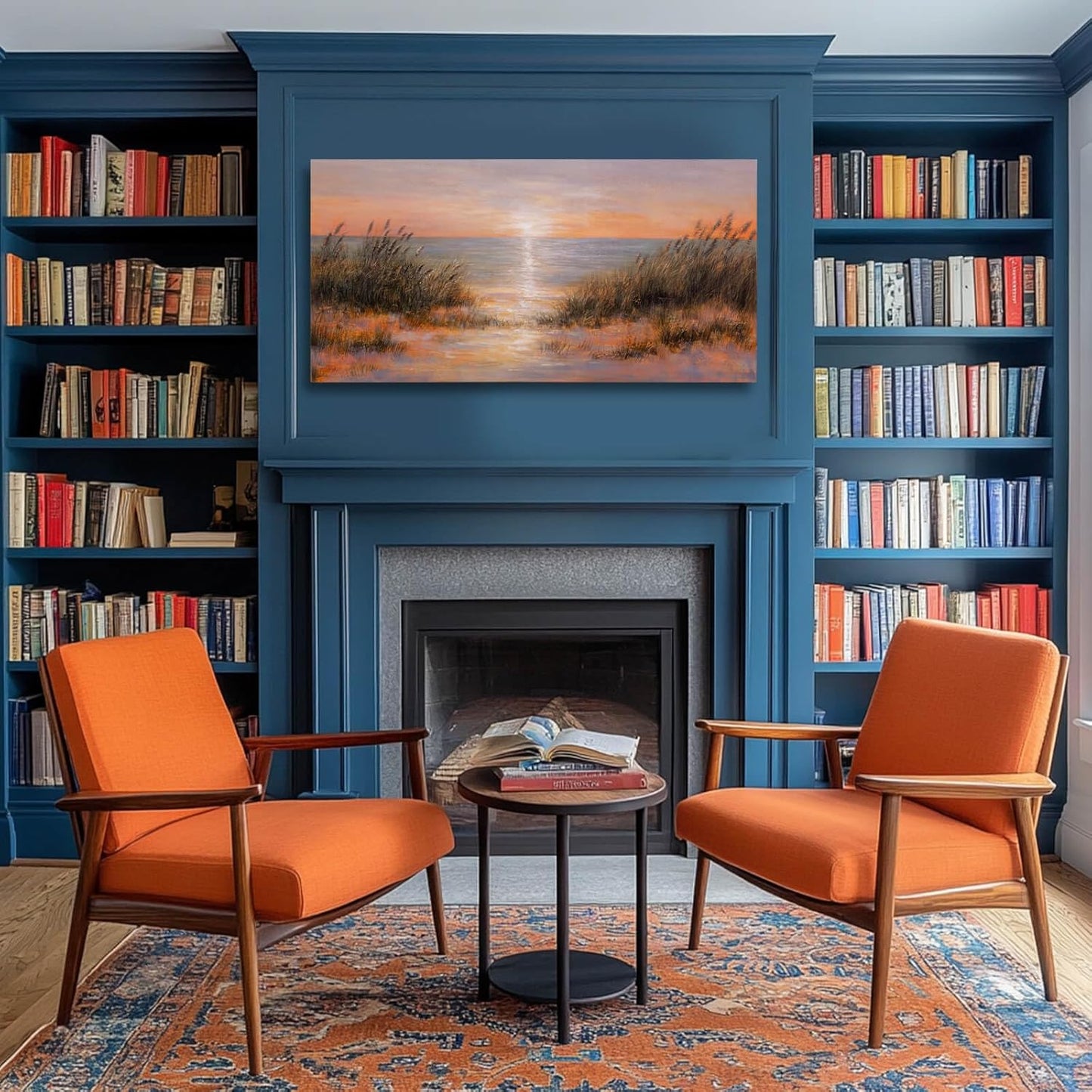 Coastal Wall Art Colorful Scenery Artwork Orange Sunset Wall Decorations for Living Room 24"x48" Nature Photo Prints for Bedroom Dining Room