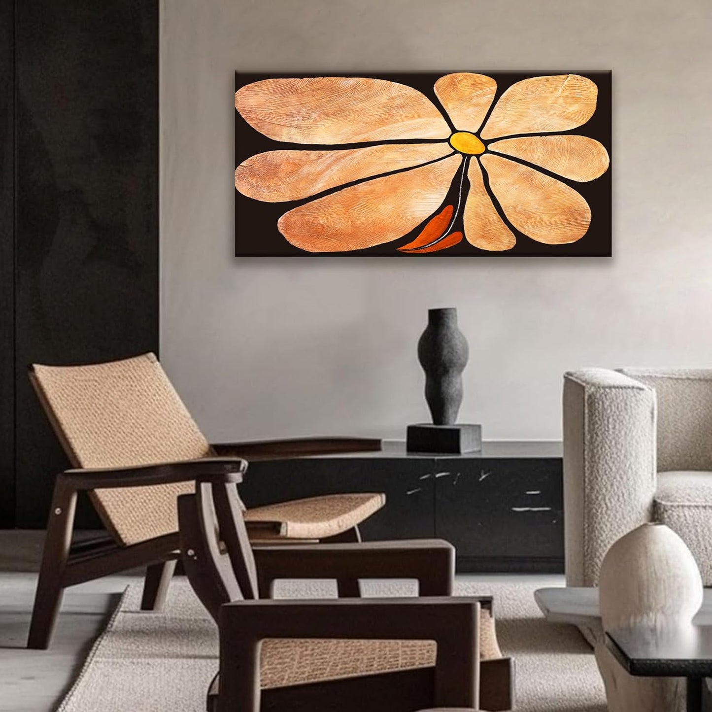 Flower Abstract Wall Art Canvas Art Wall Decor Prints Picture Landscape Flowers Painting Brown Floral Wall Art Bedroom Bathroom Office Home Wall Decor 20"X40"Ready To Hang