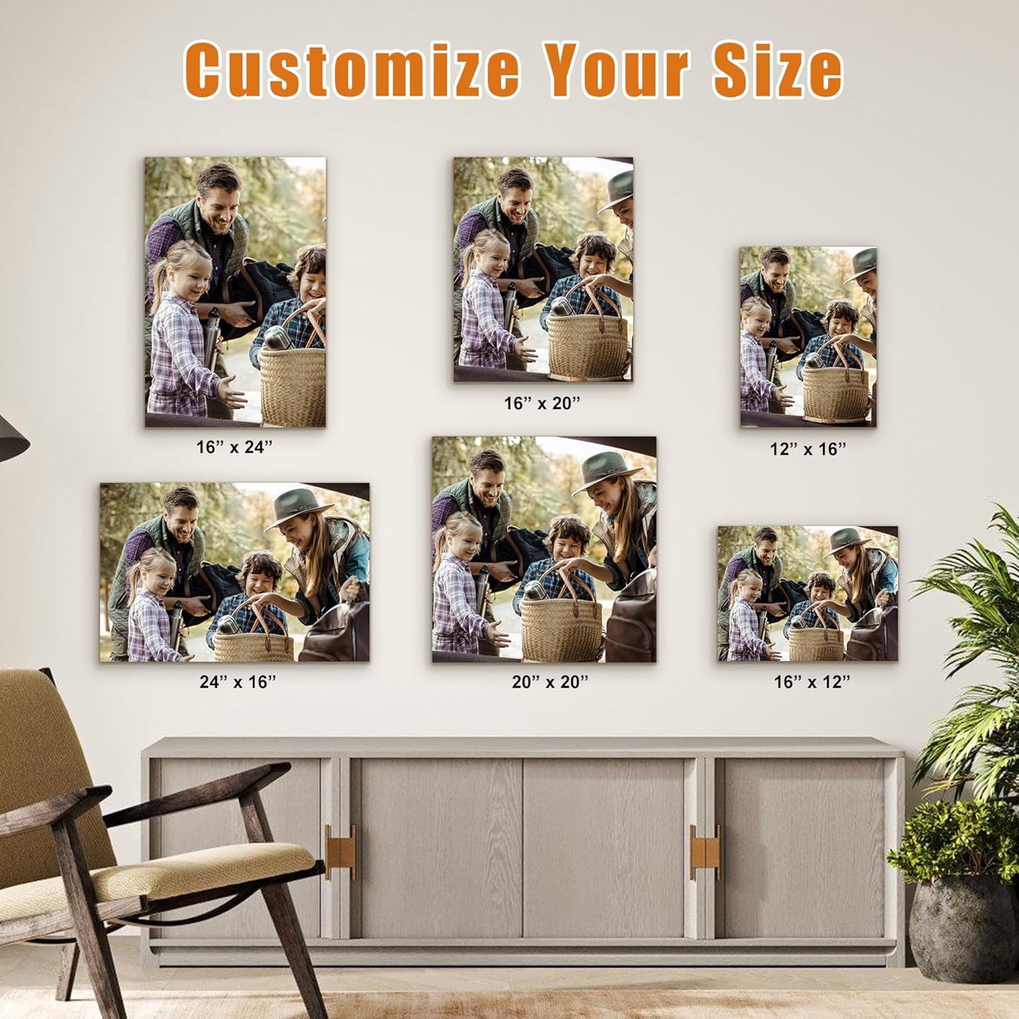 Custom Canvas Prints with Your Photos- Personalized Print Canvas Pictures, Custom Wall Art Gift for Living Room, Bedroom, Wedding Family Baby Pets Framed 8 x 8 inche