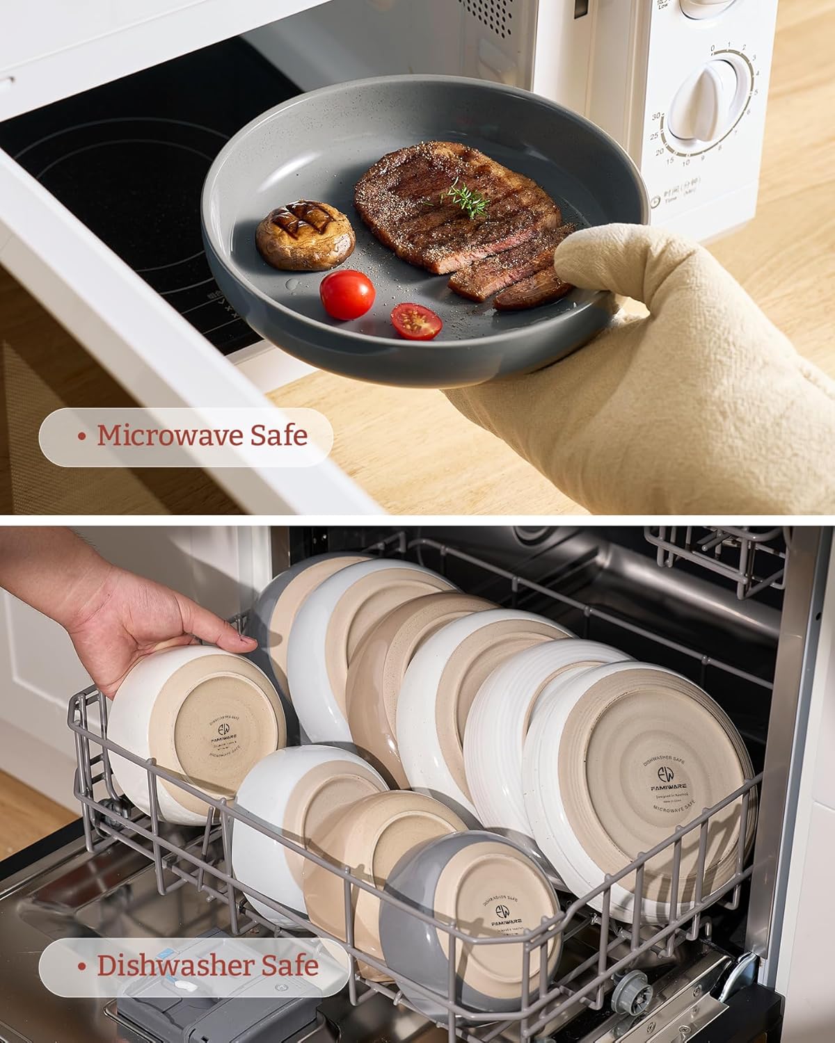 famiware Milkyway 33 oz Bowl Set, Pasta Bowls Set of 4, Salad Bowls Perfect for Your Friend for Housewarming, Thanksgiving, Christmas, Dark Gray