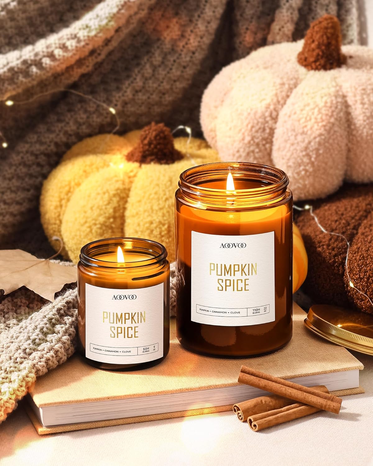 AOOVOO Pumpkin Spice Candles - 22 oz Scented Candles, Aromatherapy Candle, Soy Candle for Home Scented