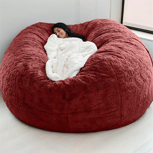 Big Huge Giant Bean Bag Chair for Adults, (No Filler) Bean Bag Chairs in Multiple Sizes and Colors Giant Foam-Filling Required- Machine Washable Covers, Double Stitched Seams (Burgundy,7FT)
