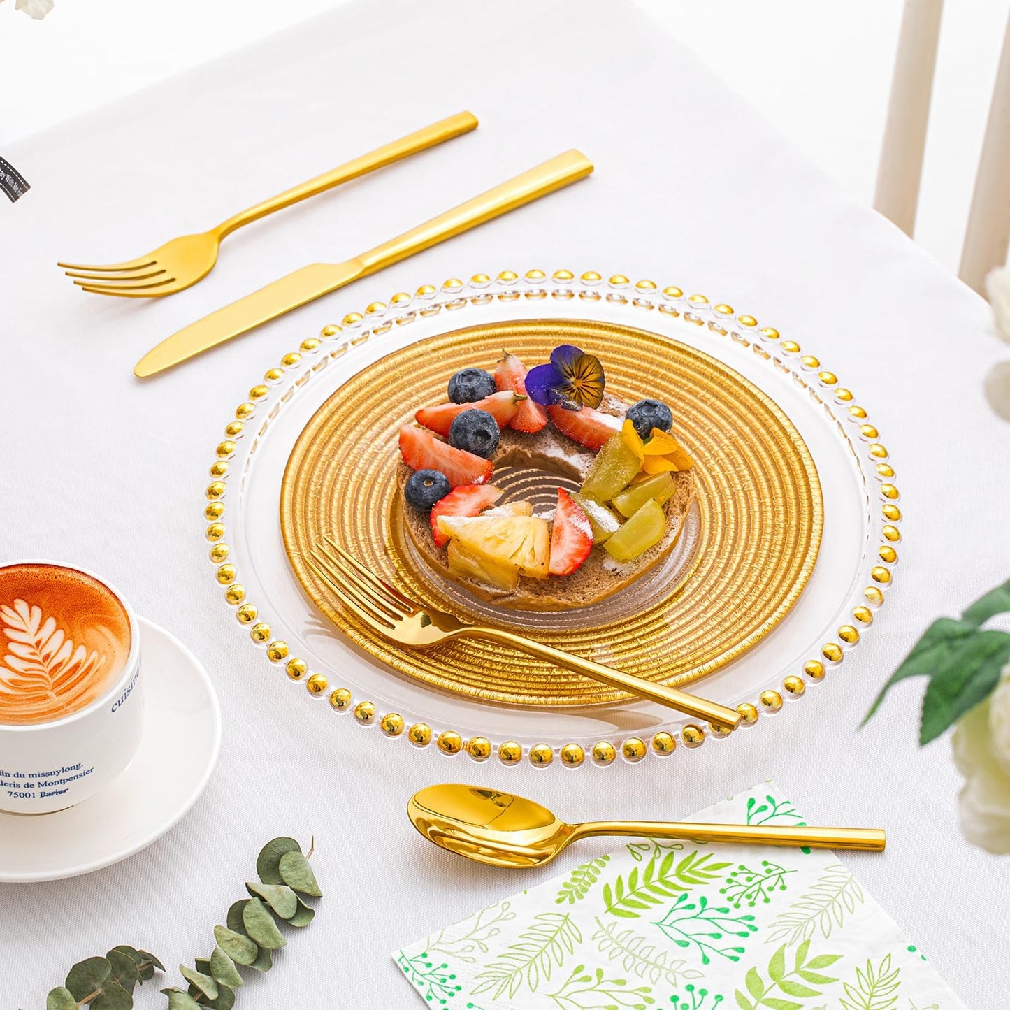 KINGSTONE Gold Silverware Set, 20-Piece Forged Flatware Set Cutlery Set Premium Stainless Steel, Service for 4, for Kitchen, Home, Wedding, Party, Mirror Polished and Dishwasher Safe