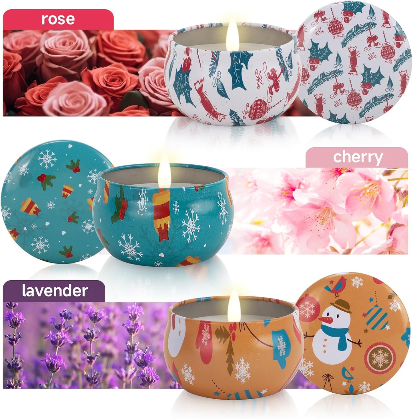 New Year's Candles Set Gift, Super Value 3 Pack 2.5 oz Aromatherapy Candles for Home Scented, Christmas Candles Gifts for Women, 3 Fragrant Scented Candles Set Can Meet Your Various Needs