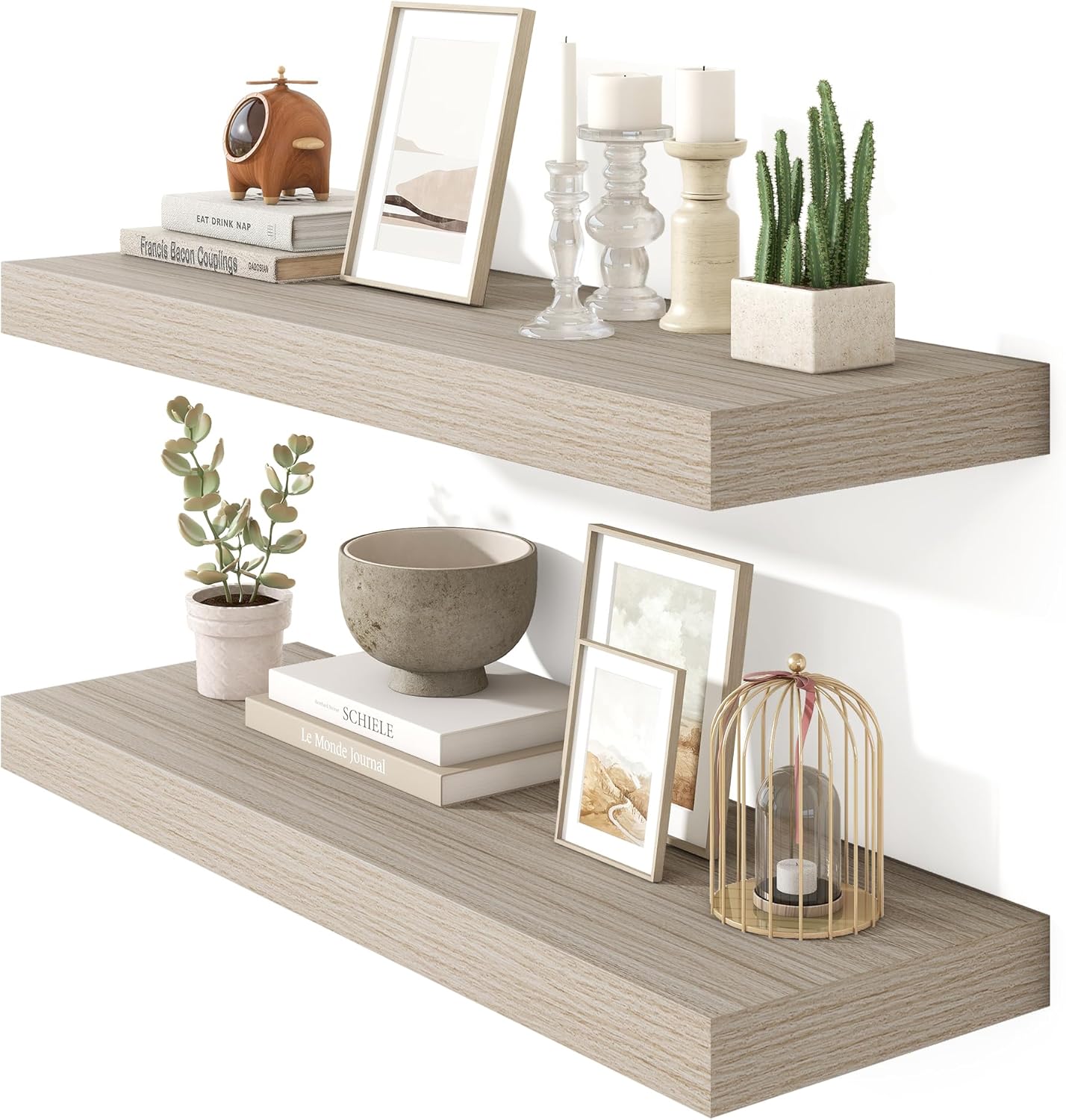 Heimlove 36 Inch Floating Shelves for Wall Set of 2,Wall Shelves for Storage & Decor - Heavy Duty with Invisible Brackets,Perfect for Living Room,Bedroom,Home Office-Grey