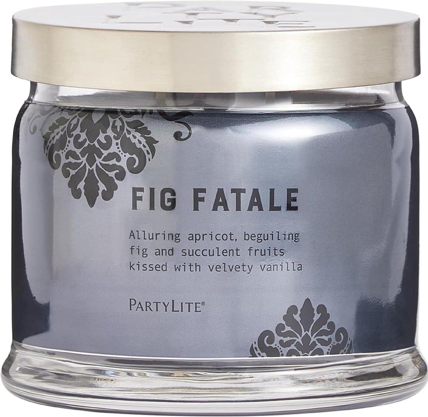 PartyLite Fig Fatale Scented, Notes of Apricot, Green Fig, Peach, Mango, Strawberry and Vanilla,13.2oz 3-Wick Jar Candle, 45 Hour Burn Time, Luxurious Fragrance, Perfect for Gifting