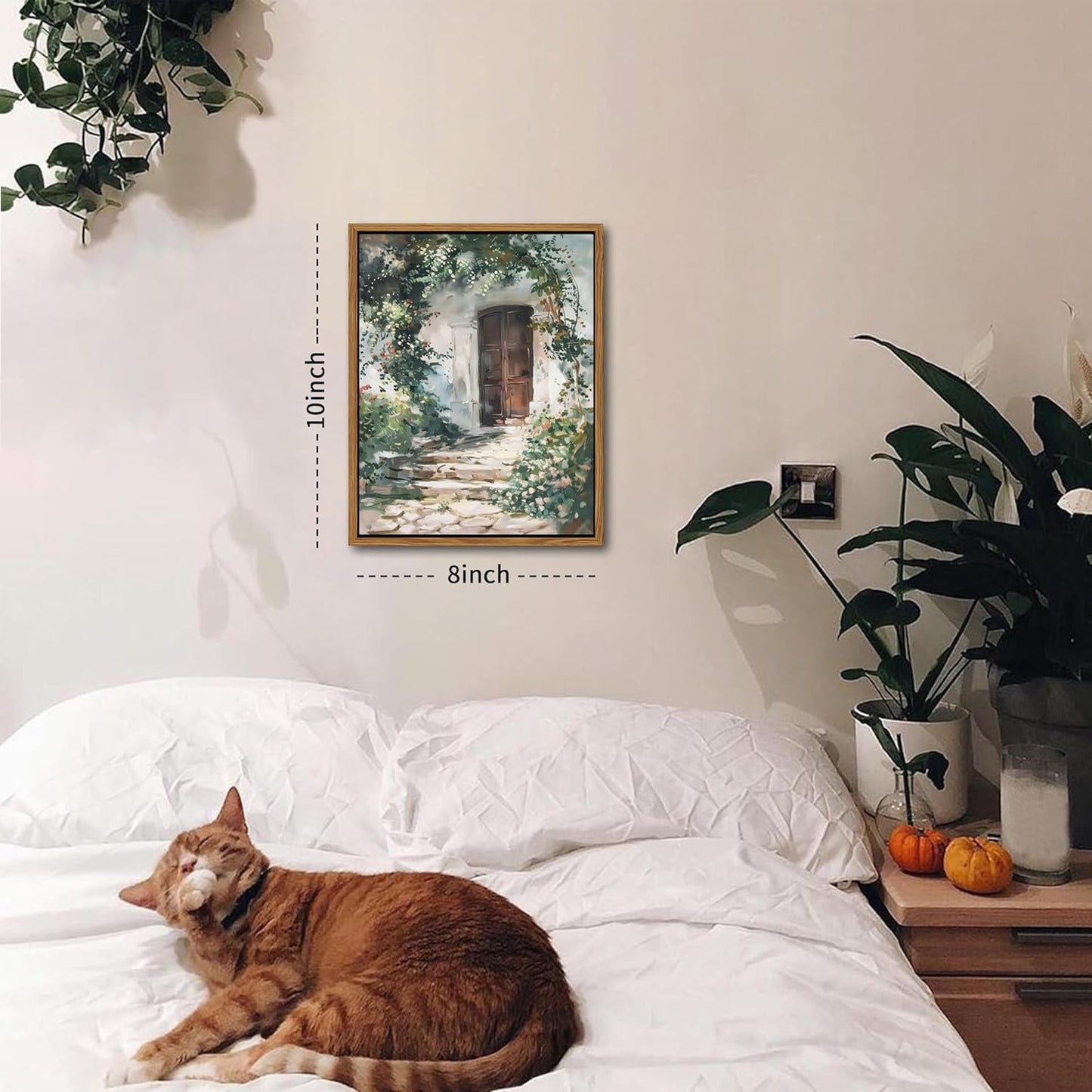 Floating Framed Canvas Vintage Wall Art, Rustic Cottage Spring Garden Oil Paintings Print, Country Floral Pictures Wall Decor for Living Room Bedroom Office Home Decor 8x10 inch