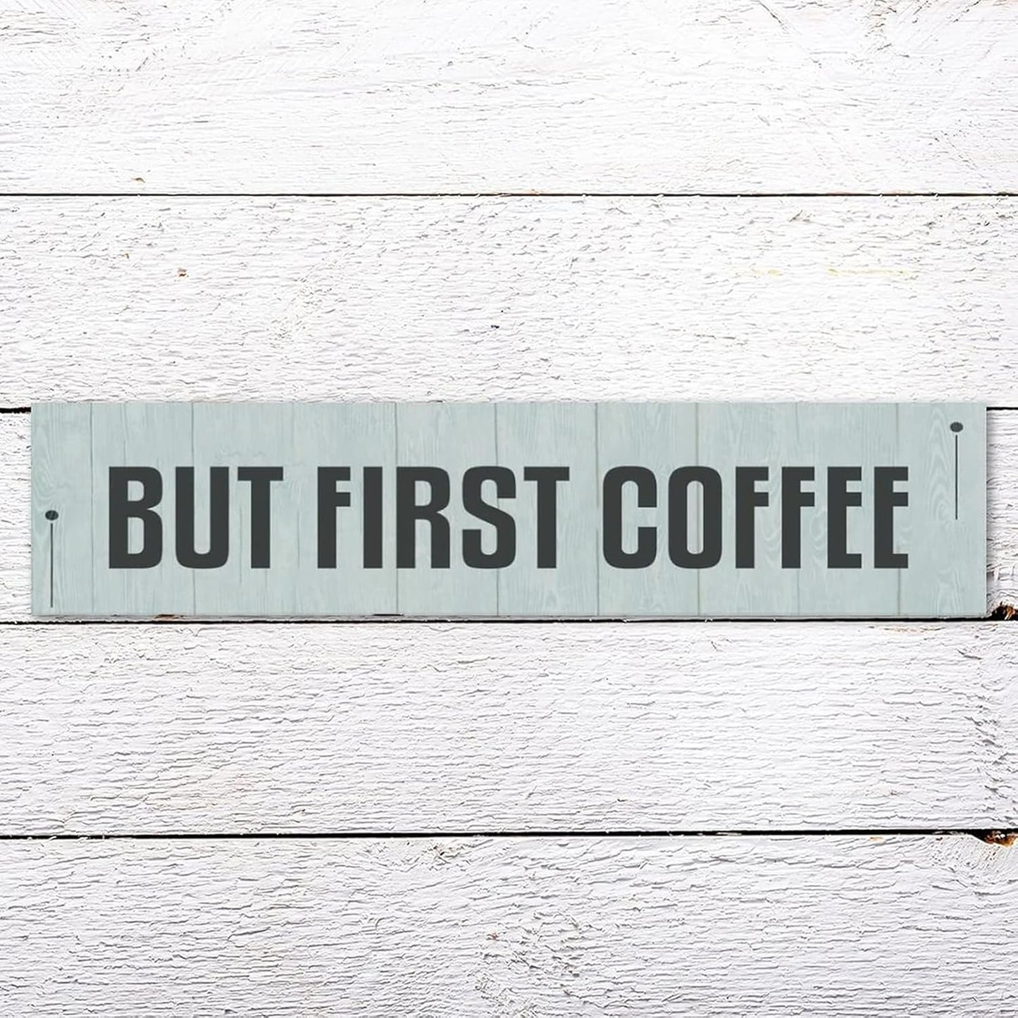 Generic Funny Wood Sign But First Coffee Rustic Wooden Hanging Sign Home Farmhouse Kitchen Wall Decoration 16 x 4 Inch
