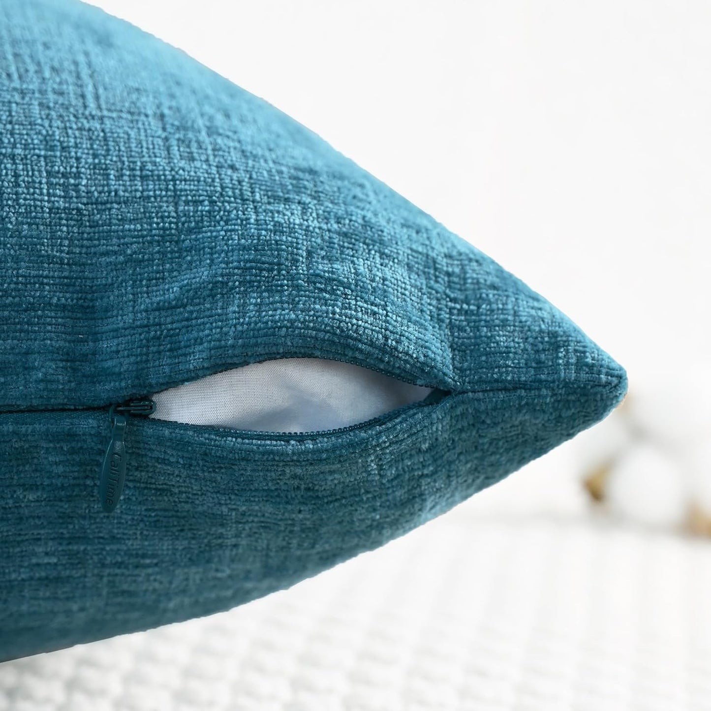 CaliTime Throw Pillow Covers Decorative 26 X 26 Inches Pack of 2 Cozy Chenille Cushion Cases for Couch Sofa Bed Living Room Home Ocean Blue