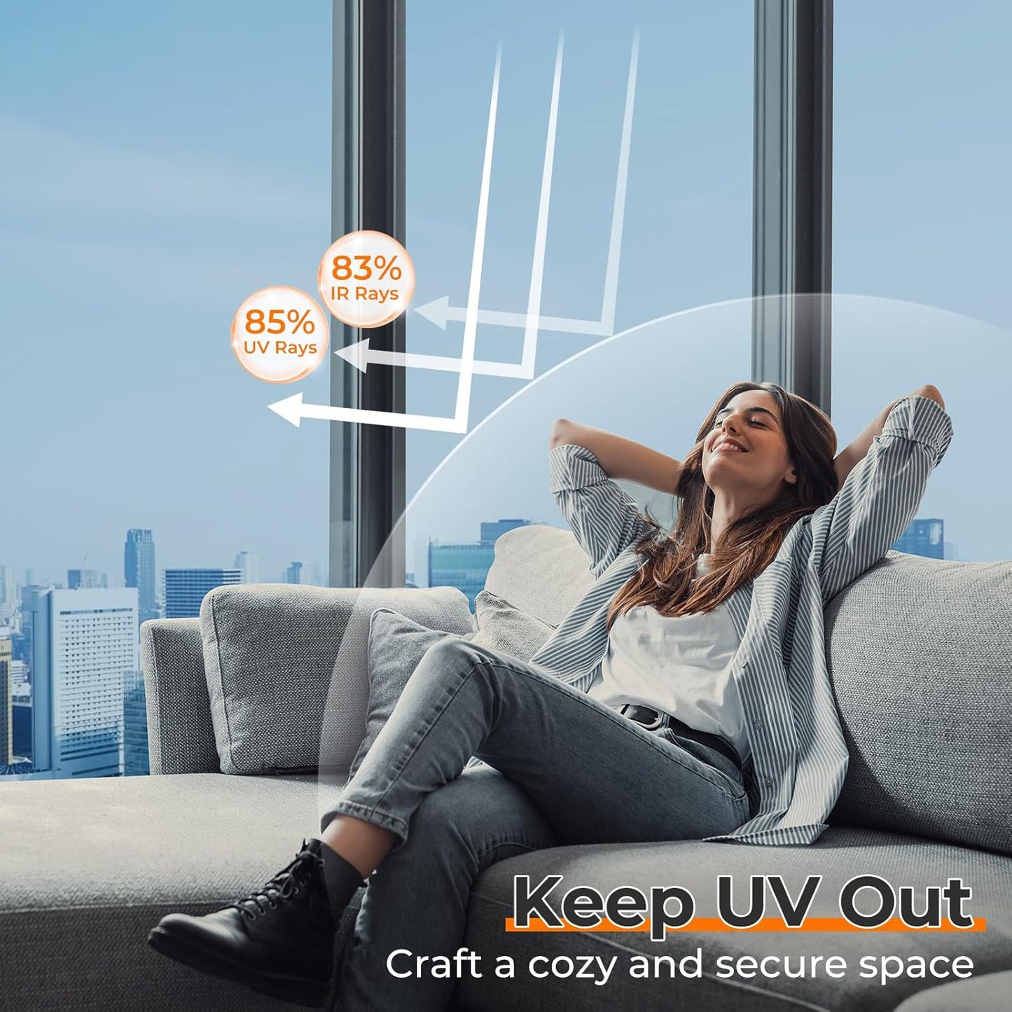 DOWELL Window Privacy Film, One Way Window Tint for Home, Static Cling Anti UV Sun Blocking Reflective Mirror Film, Heat Control See Out Not in Glass Tinting, Silver, 17.5" x 78.7"