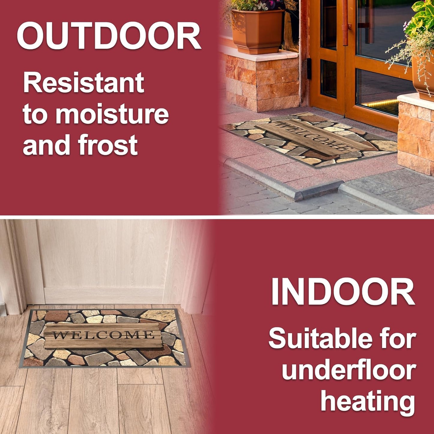 Floor Mat - for Indoor and Outdoor Use - Doormat - Non-Slip - Front Door Shoe Scraper - Size: 17x29