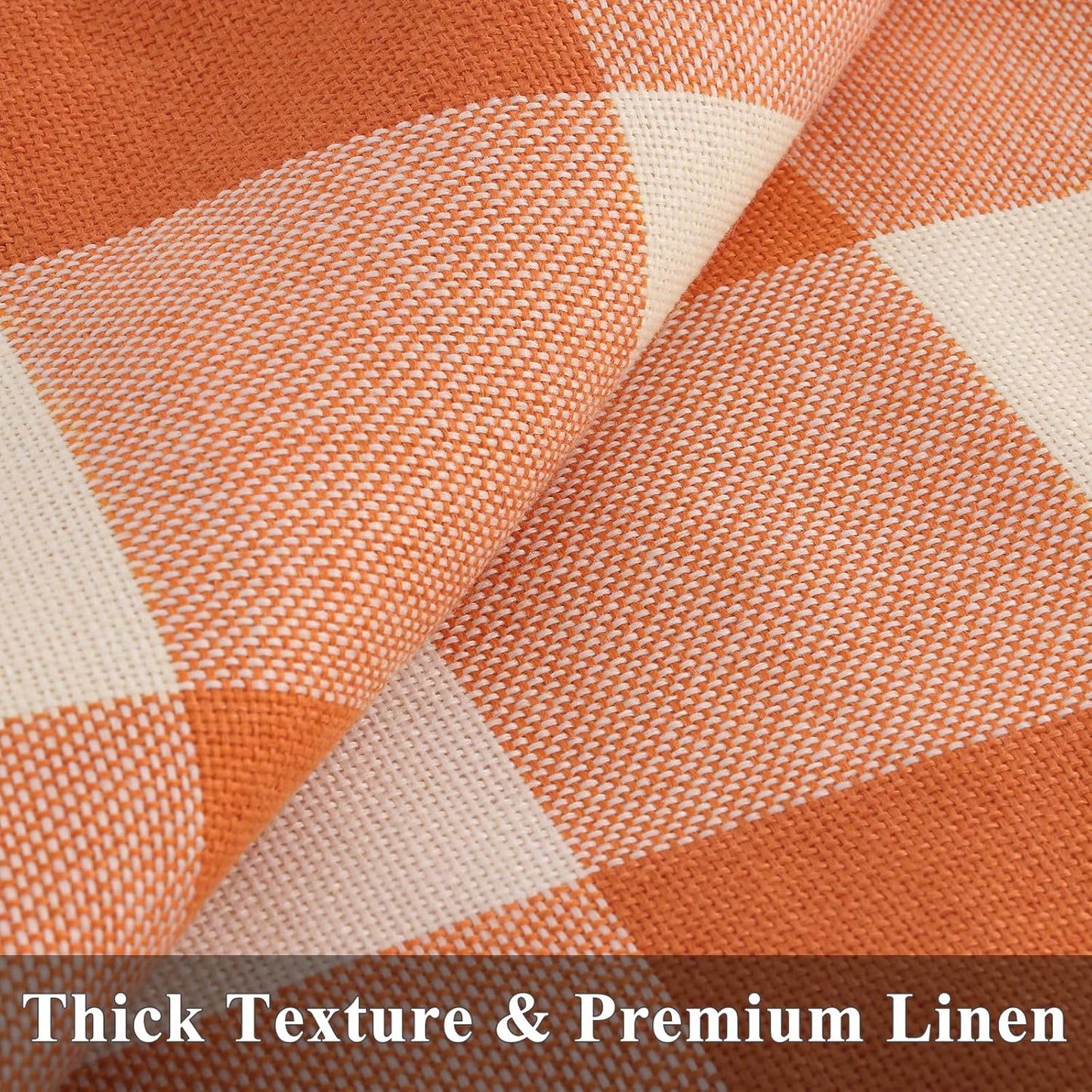 decorUhome Fall Orange and White Decorative Throw Pillow Covers 22x22 Set of 2, Buffalo Plaid Check Farmhouse Cushion Covers with Stitched Edge for Autumn Harvest Couch Sofa Bed Home Decor