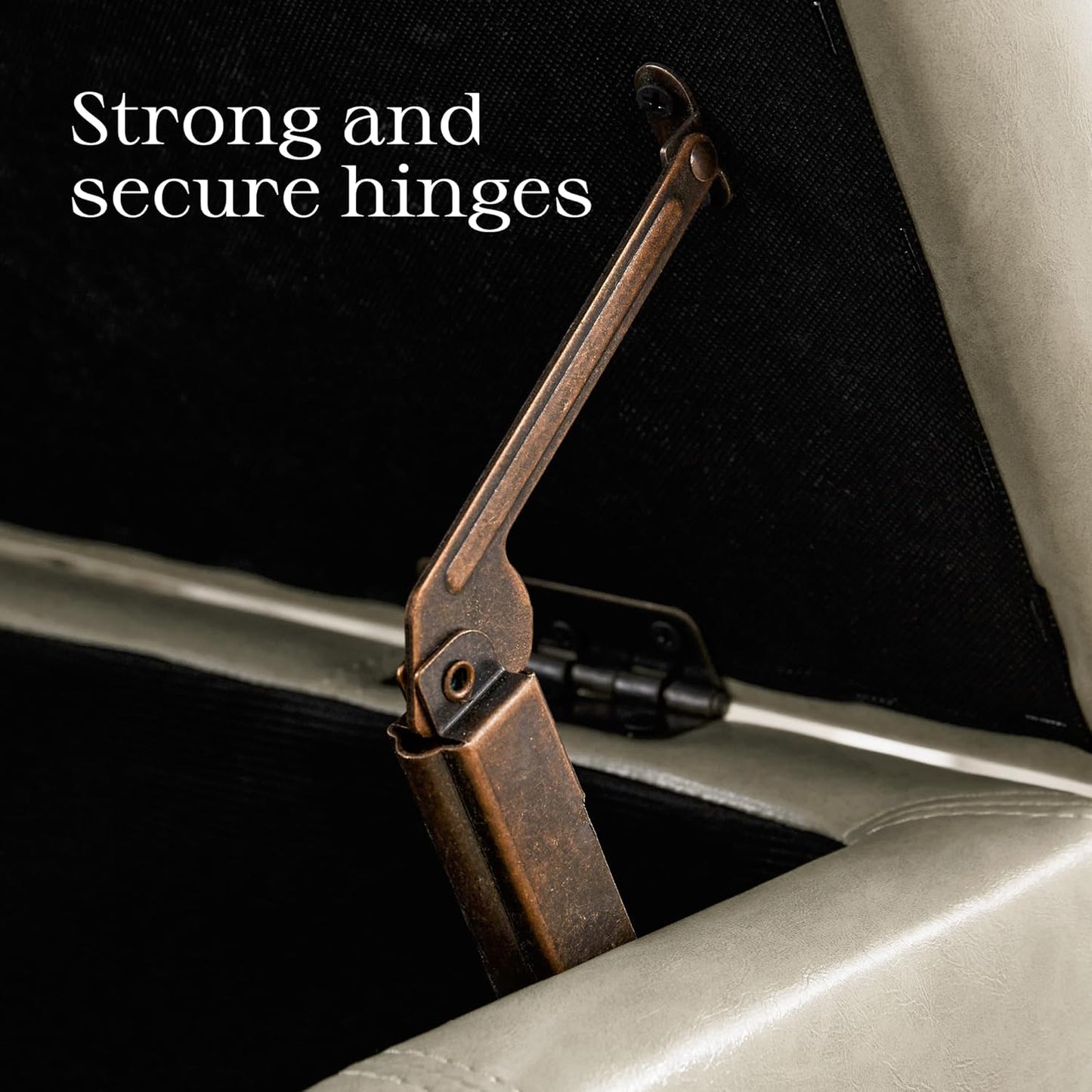 HUIMO Square Storage Ottoman, Tufted Leather Ottoman for Living Room (Khaki)