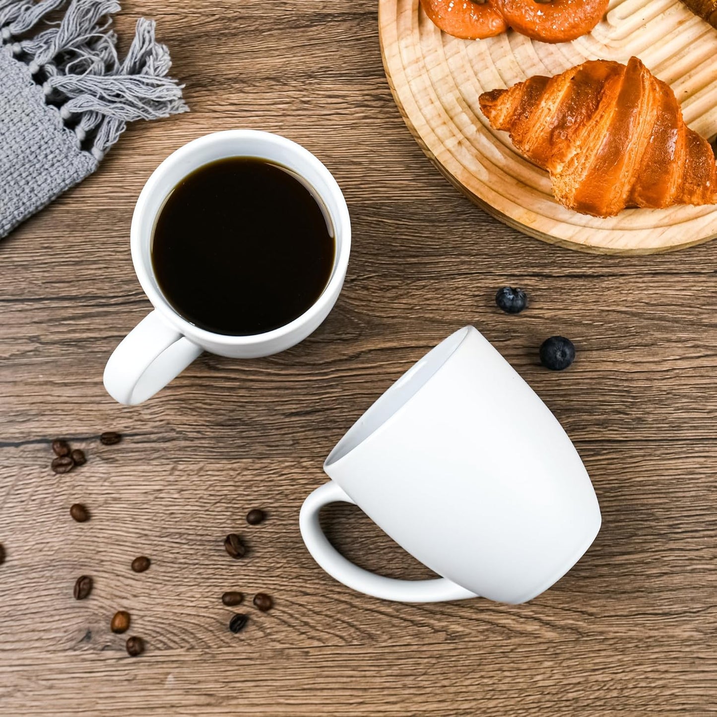 16oz Coffee Mugs Set of 6, Large Ceramic Modern Coffee Mugs With Handle For Tea,Latte,Cappuccino,Cocoa. Dishwasher.Microwave Safe (Matte White)