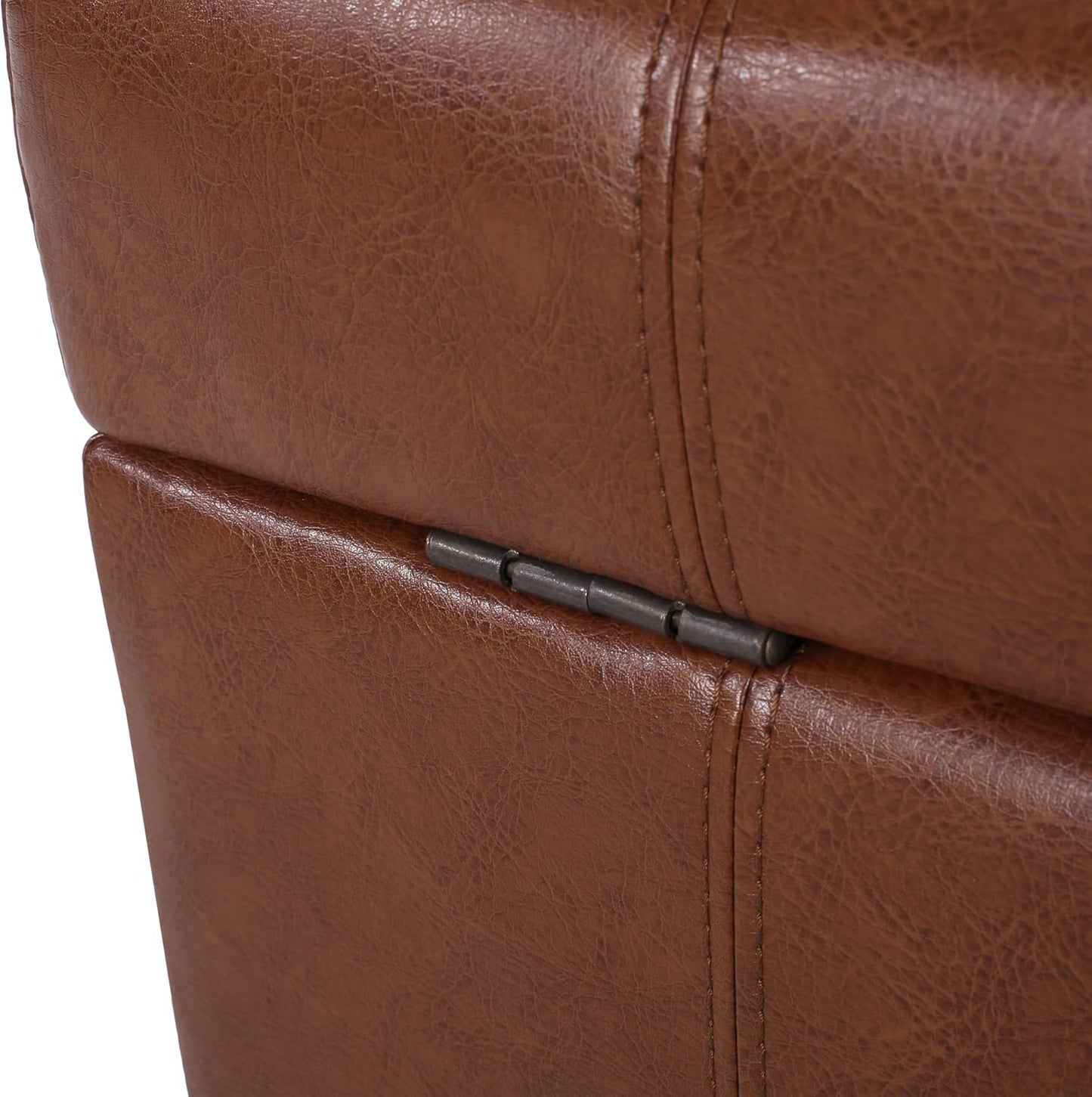 Christopher Knight Home Faux Leather Storage Ottoman Square Ottoman End of Bed Ottoman Cube for Bedroom Entryway Foot Rest Stool with Hinged Lid 30.25" x 30.25" x 18", Brown