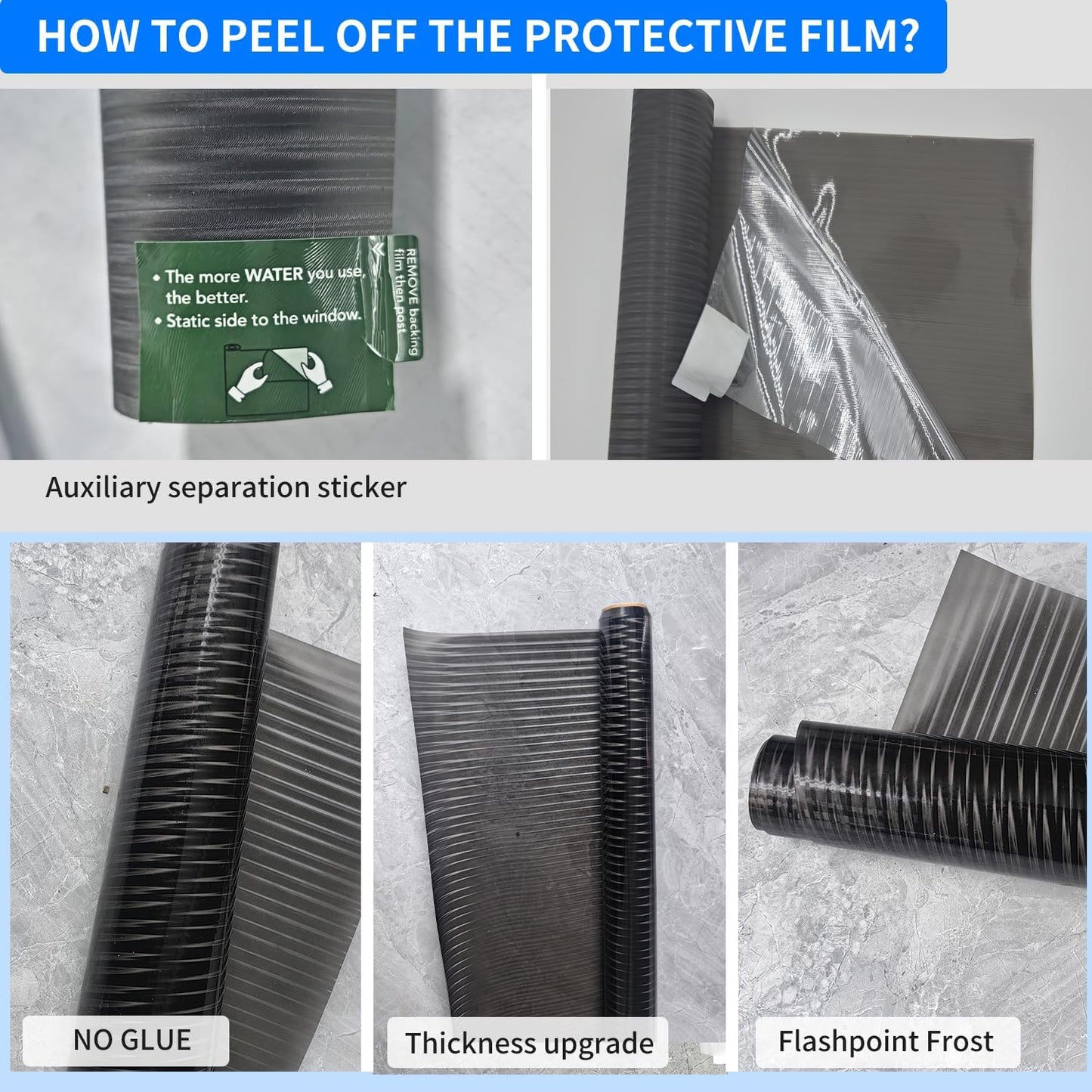 Frosted Glass Window Privacy Film Decorative, Bathroom Privacy Film for Glass Windows Cover, Static Cling, Removable, Reusable, Anti-UV, Anti-Glare, Heat Blocking,Changhong, 23.6X196.9Inch