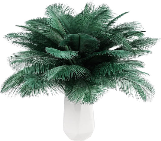 THARAHT Blackish Green Ostrich Feathers 24pcs Natural Bulk 8-10Inch 20cm-25cm for Crafts Wedding Party Centerpieces Mardi Gras Decoration Feather