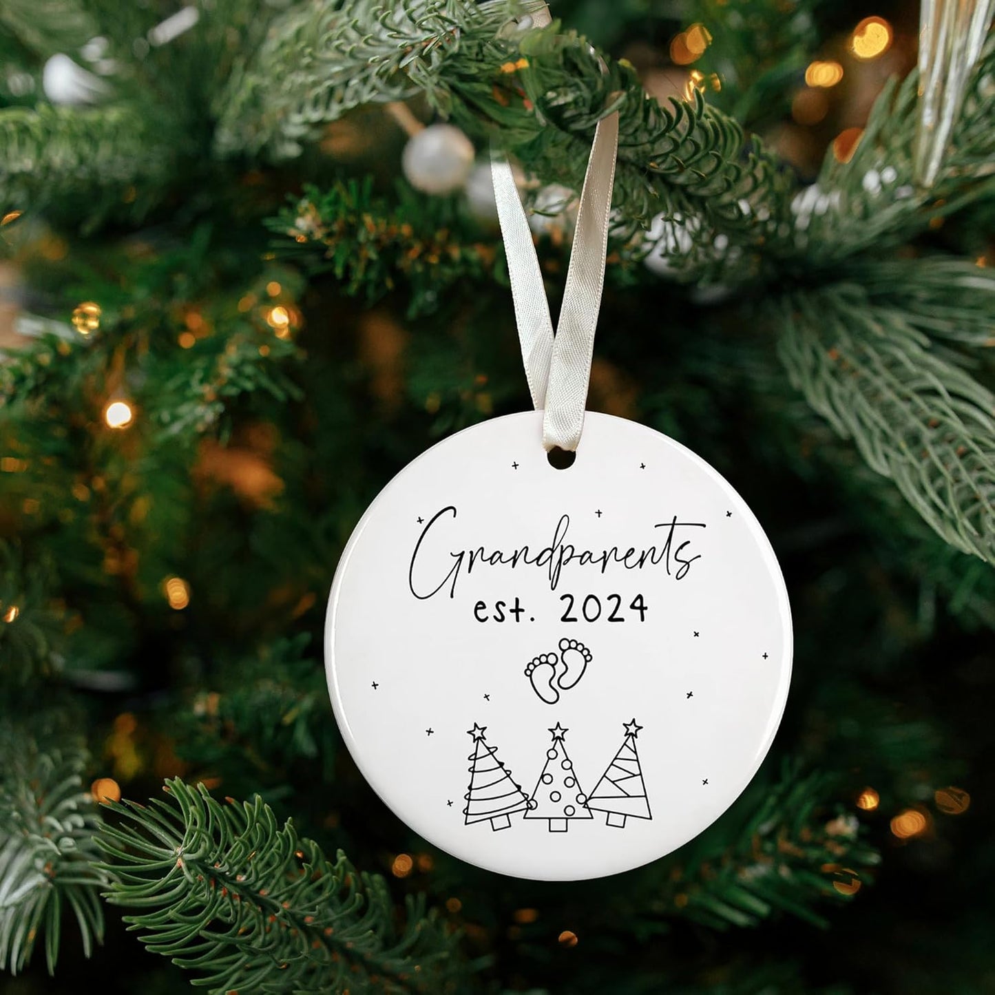 Grandparents Ornament - Grandma Grandpa Ornaments - Promoted to Grandma Grandpa 2024 Ornaments - Ceramic Ornament