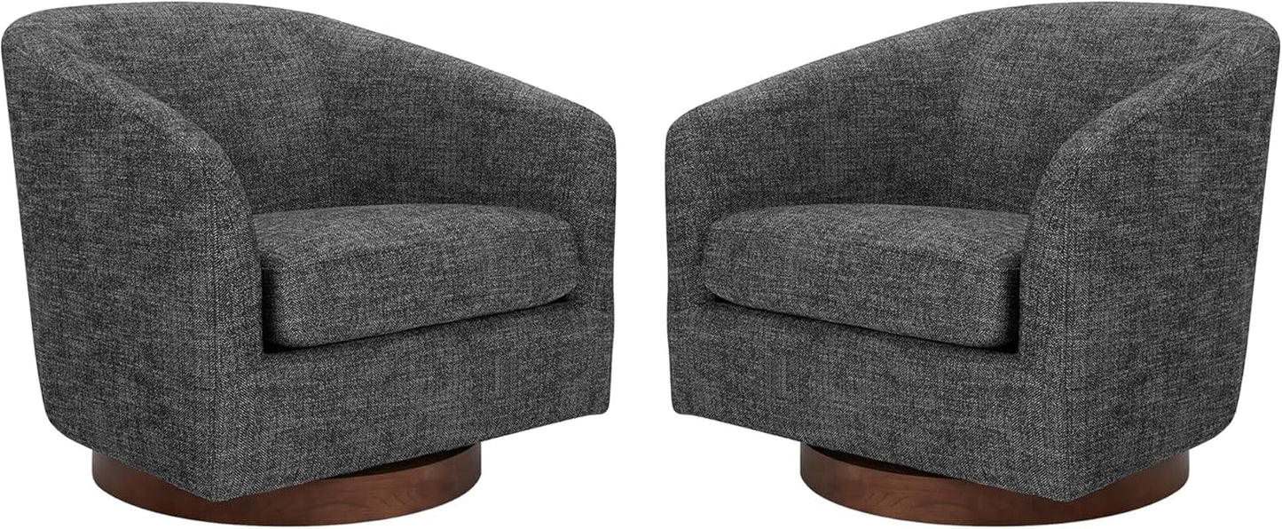 CHITA Swivel Accent Chair, FSC Certified Upholstered Fabric Barrel Chair for Living Room Set of 2, Fully Assembled, Dark Grey
