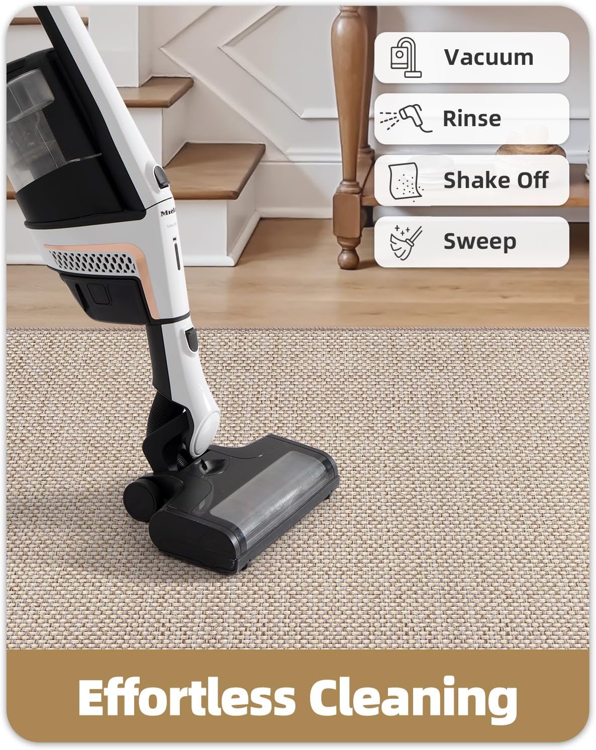 Color&Geometry Door Mat 3'x10' Runner Rug with Rubber Backing, Non Slip Washable Hallway Rug, Carpet Runners for Hallway Living Room Bedroom, Beige (Rolled-up NO Creases)