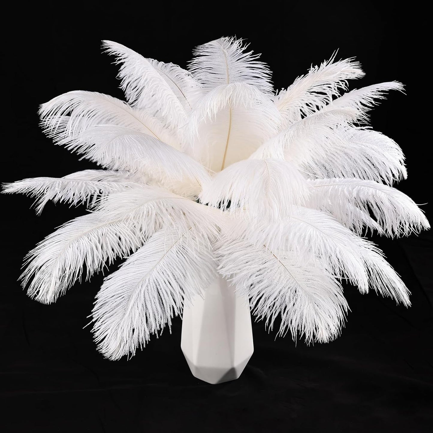 THARAHT White Ostrich Feathers 24pcs Natural Bulk 10-12Inch 25cm-30cm for Crafts Wedding Party Centerpieces Easter Gatsby and Christmas Tree Decoration Feathers