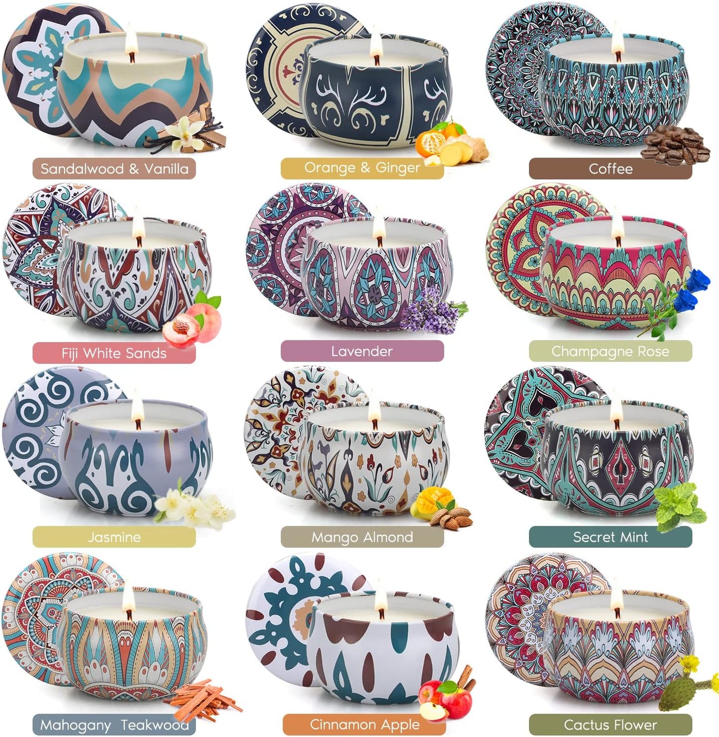 Candles Gifts for Women, 12 Pack Candles for Home Scented, 30 Oz Soy Wax Candle Gifts Sets, 240H Burning Candle for Scented, Ideal for Birthday, Valentine's Day, Mother's Day