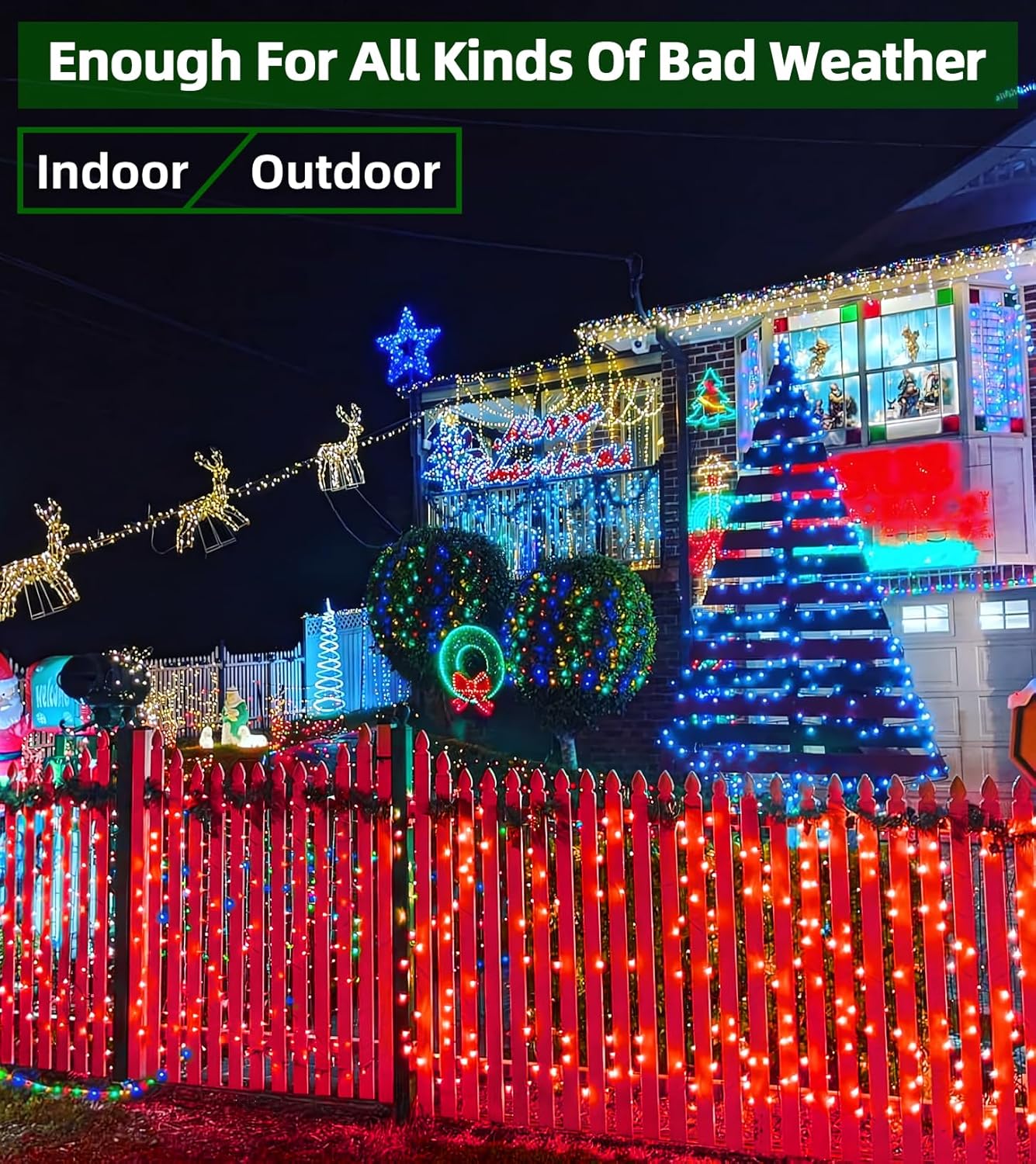 1500 LED 492FT Christmas Lights With Timer Memory - Green Wire String Lights for Indoor Outdoor Decorations, Christmas Tree, Party, Xmas, Wedding, Garden, Patio - Red