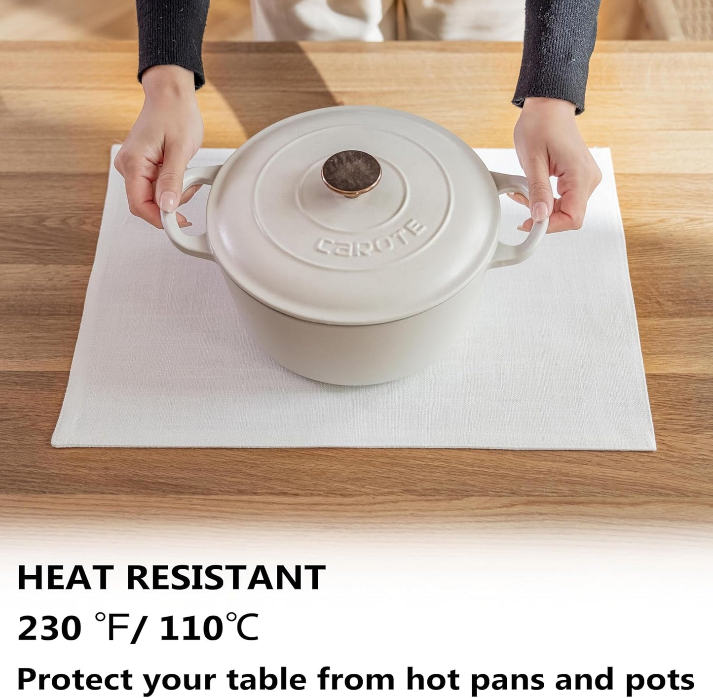 Demetex White Place Mats Set of 8 Washable Linen Placemats Heat Resistant Decorative Table Placemat for Holiday Party Wedding, 13x19 inch, Pure White