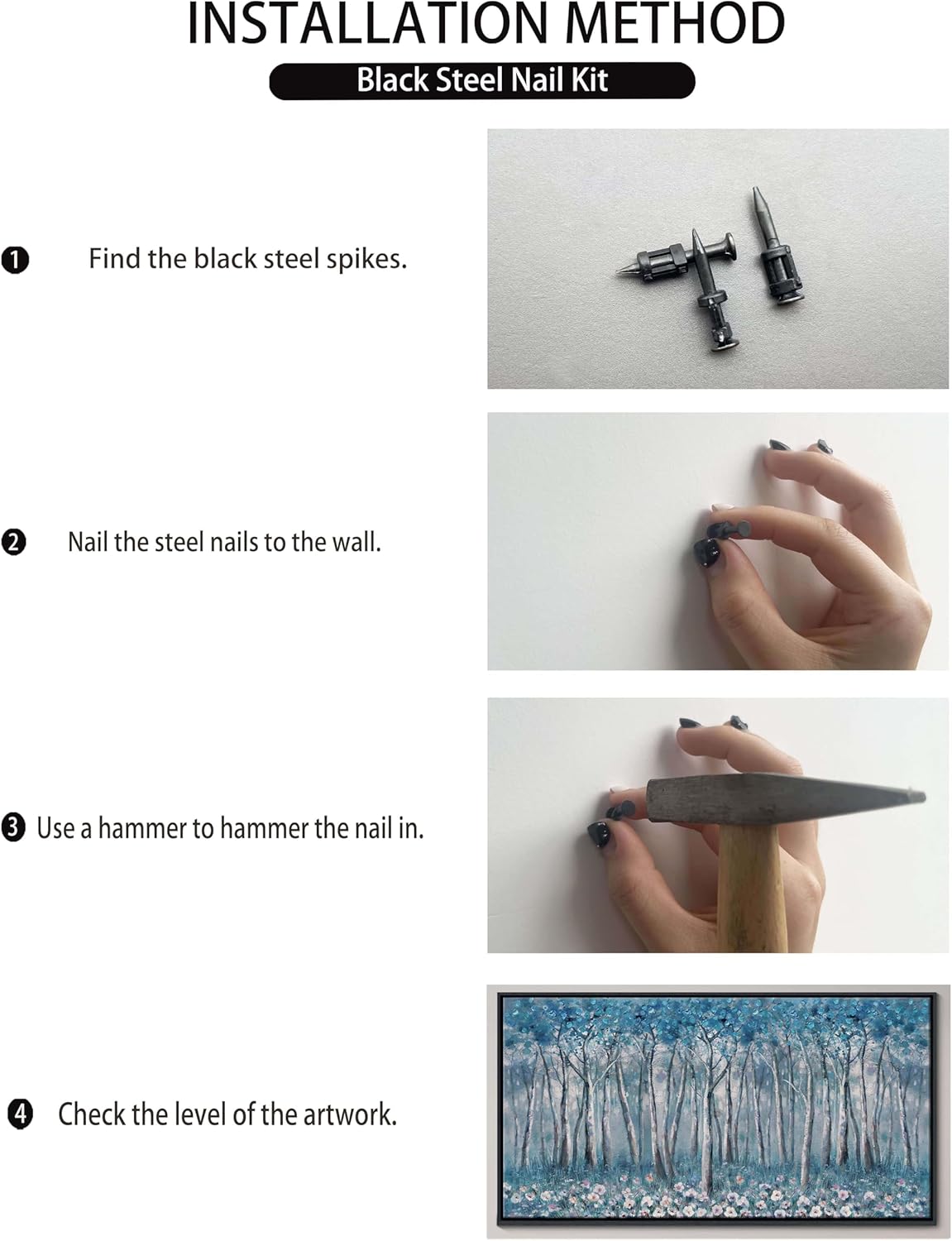 DUNHUANG ART Blue Tree Canvas Wall Art - Large Size Teal Abstract Painting for Home Office Living Room Bedroom Bathroom - Black Framed - Wall Decor Living Room 20"x40"