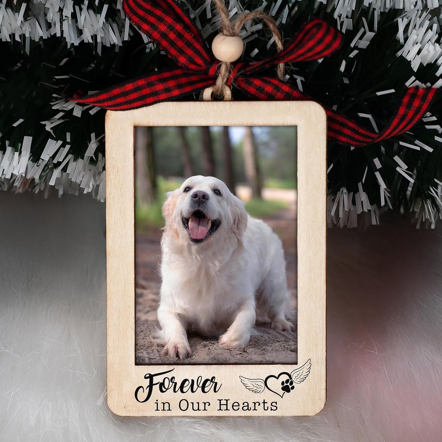 Christmas Photo Frame Ornament, 2025 Ornament, Wooden Picture Frame Ornaments With Hanging String (Pet)