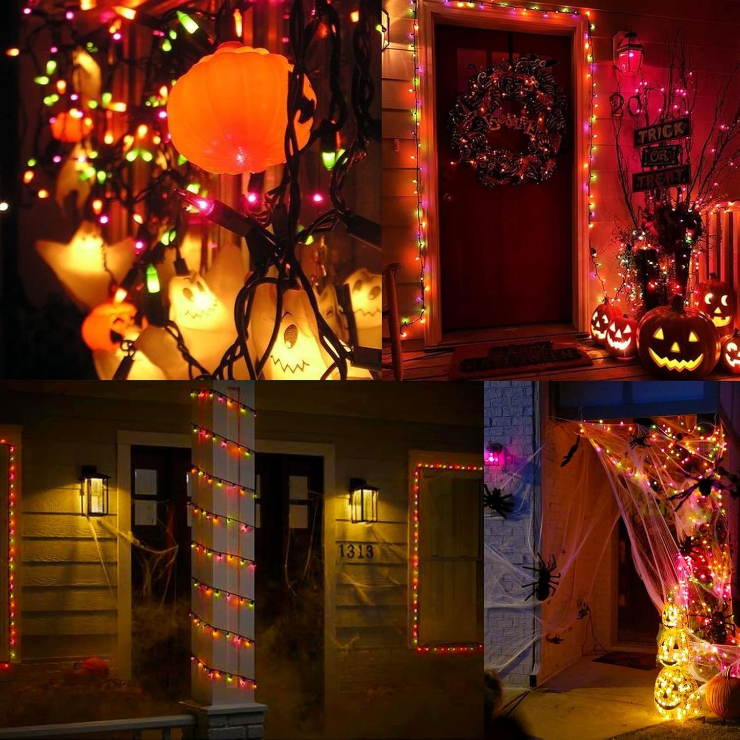 Brizled Halloween String Lights, 21.3ft 100ct Incandescent Purple & Green & Orange Halloween Lights Connectable, UL Certified Halloween Lights Black Wire Mini Light Set for Halloween Holiday Christmas