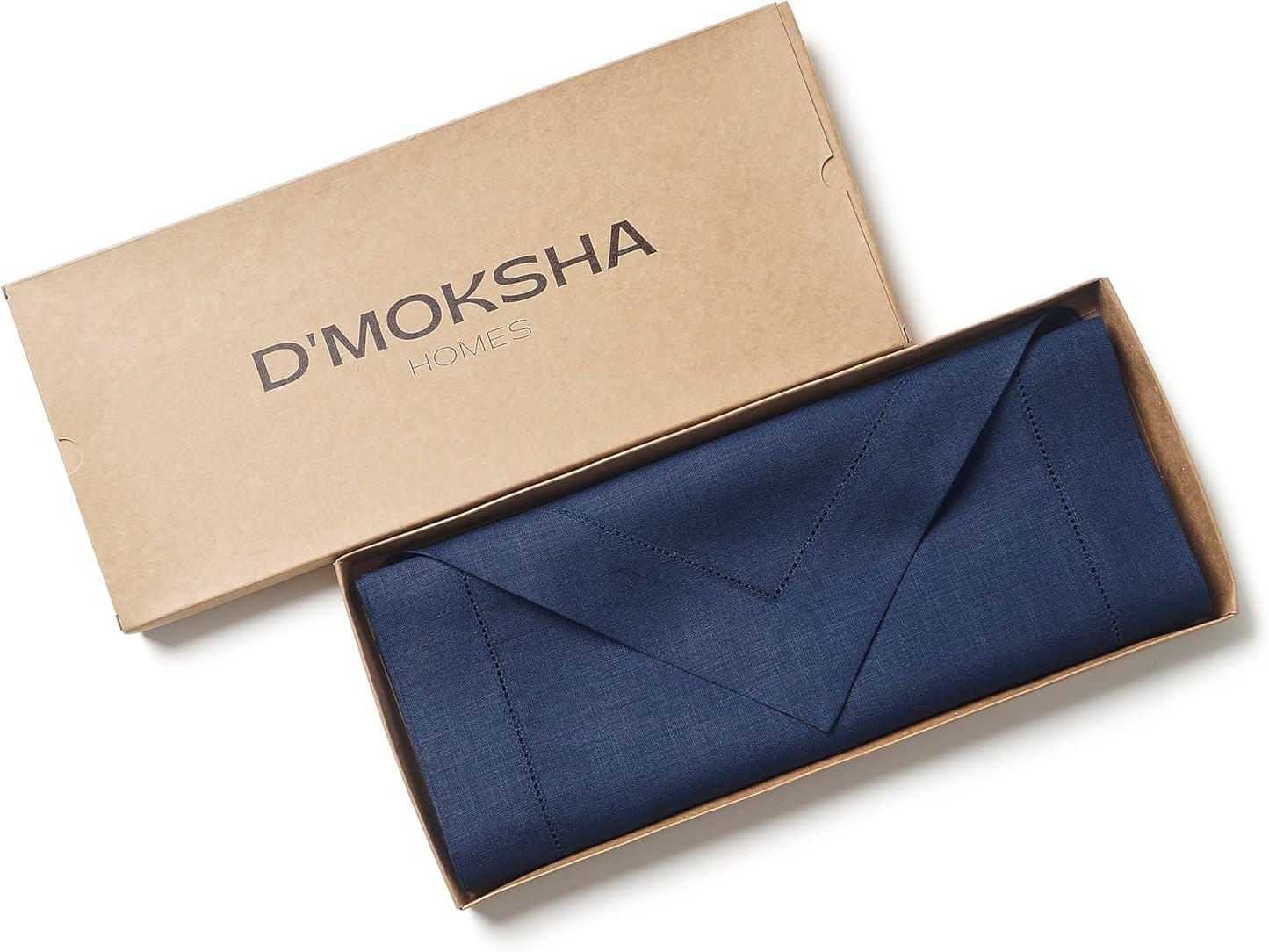 D'Moksha Homes Navy Blue Linen Table Runner 120 Inches Long - 100% Pure Linen Diamond Table Runner 14 x 120 Inch for Dining, Fall and Halloween - Machine Washable