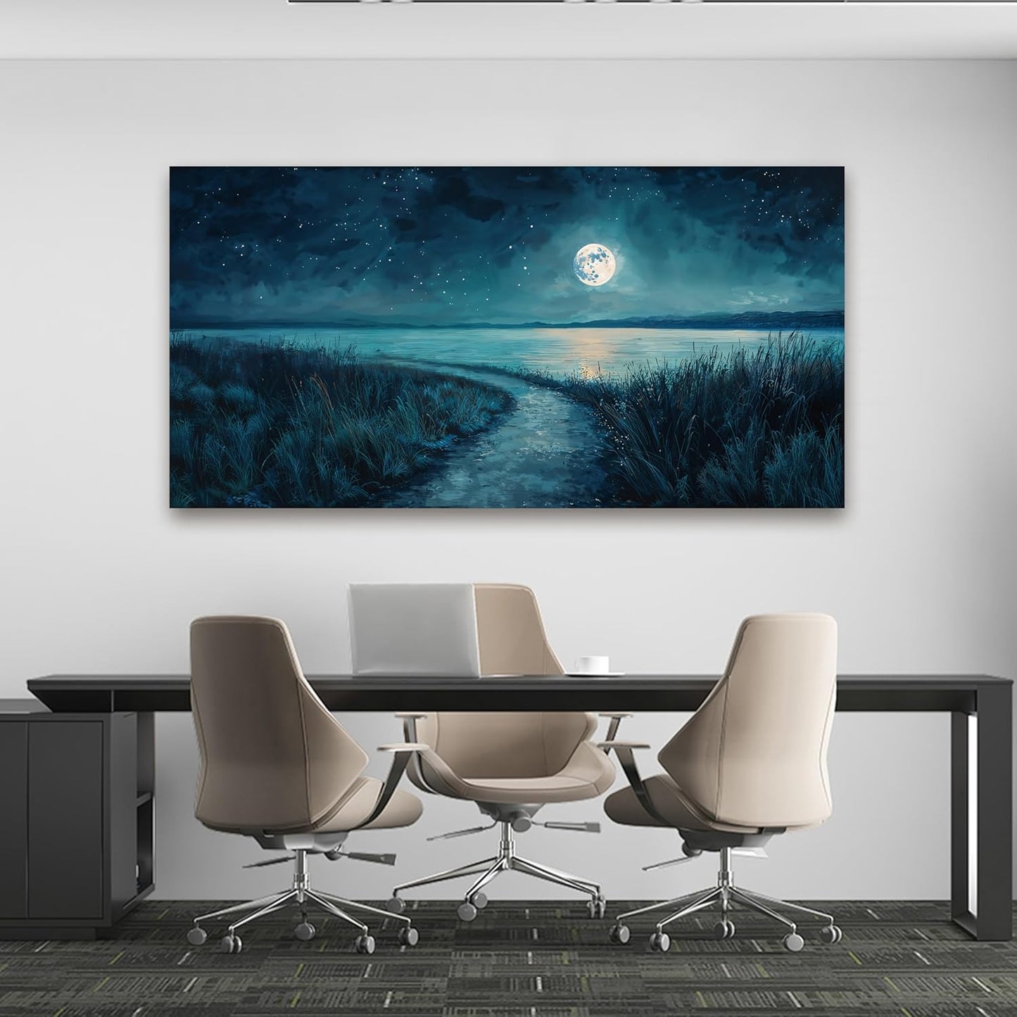 Canvas Wall Art Decor Modern Large Wall Decor For Living Room Blue Botanical Wall Art Coastal Starry Sky Wall Art Artwork for Walls Art Canvas Prints Work For Home Office Wall Decor 24" X 48"