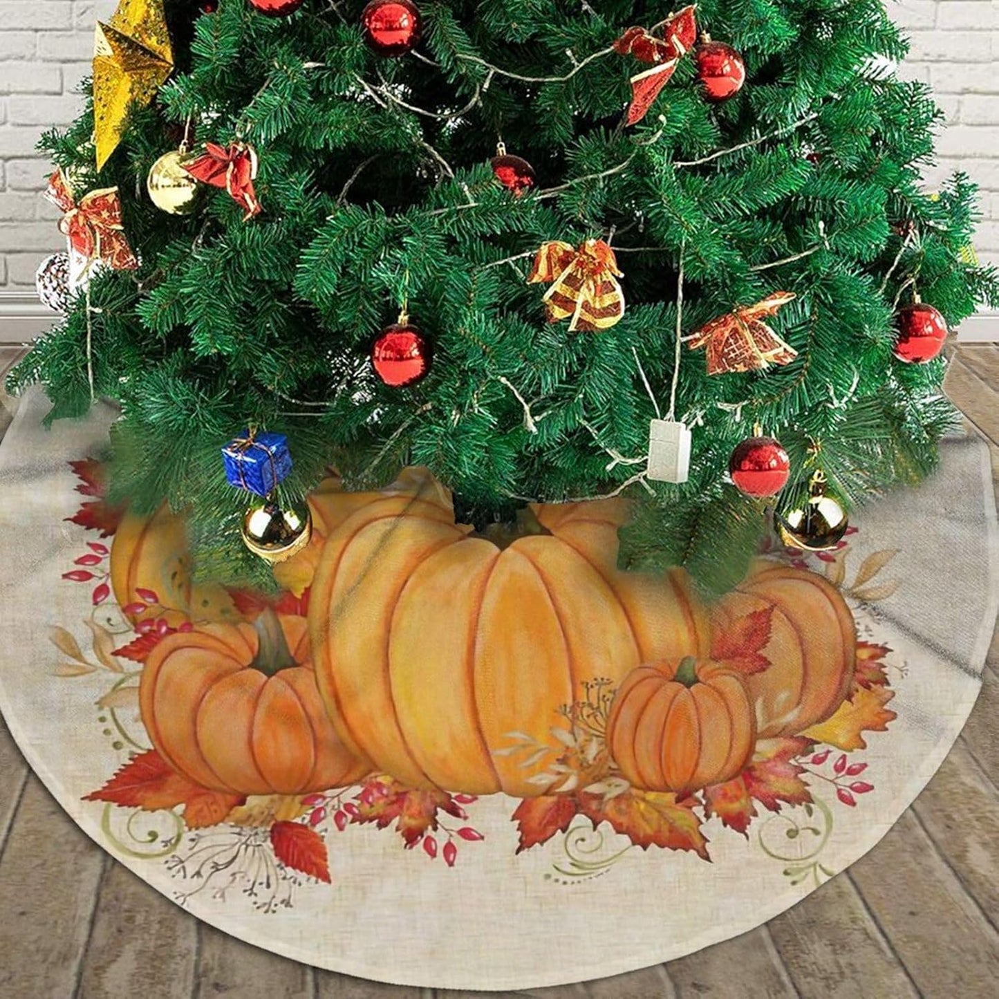 Christmas Tree Skirt,Fall Blessings Xmas Tree Skirt Rustic Farmhouse Tree Skirt for Christmas Decor Xmas Holiday Home Party Decorations36