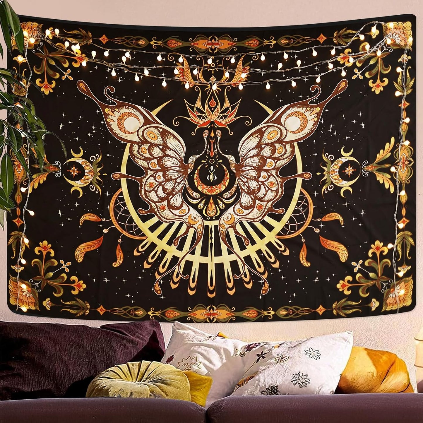 CHDGDHC Butterfly Tapestry - Moth Wall Hanging, UV Resistant, Waterproof, Machine Washable, Lightweight, Psychedelic Bedroom Aesthetic Decor for Bedroom, Living Room, Yoga Room - 39.37x29.92 Inch