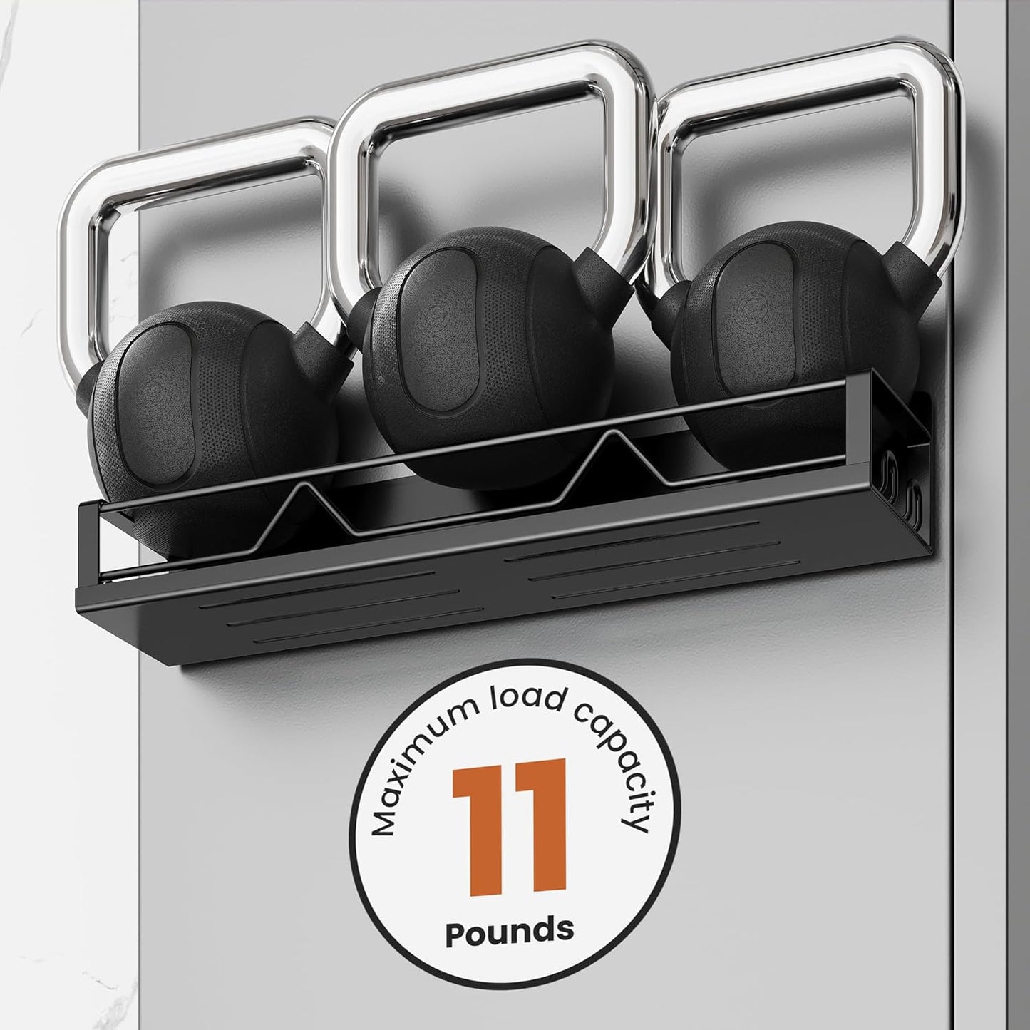 16.9 Inch Wide Large Capacity Magnetic Spice Rack for Refrigerator, 4 Pack Metal Fridge Shelf, Black