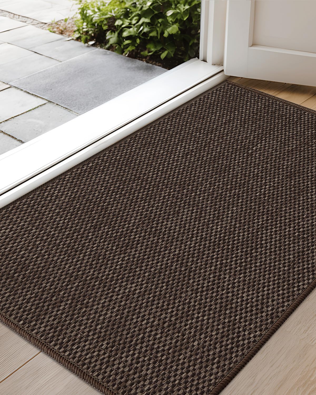 Color&Geometry Door Mat 17"x29", Front Door Mat Indoor Rugs for Entryway, Non Slip Washable Low-Profile Inside Doormat, Entry Mat Entry Rug Door Mats Indoor Entrance, Brown (Rolled-up NO Creases)