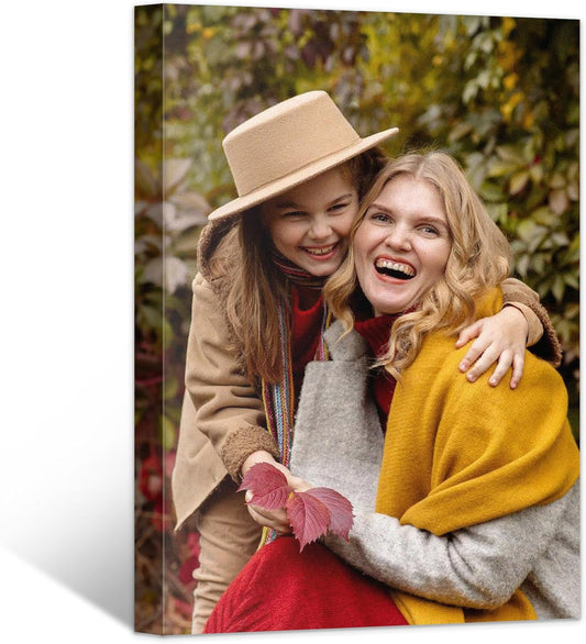 Custom Canvas Prints with Your Photos- Personalized Print Canvas Pictures, Custom Wall Art Gift for Living Room, Bedroom, Wedding Family Baby Pets Framed 8 x 12 inche