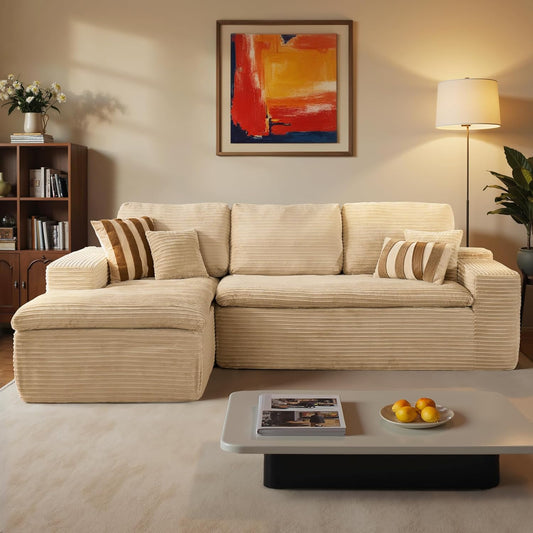 ovios 105” Modular Sectional Sofa with Thicken Seat Cushion, Cloud Couch with Deep Seat, Modern L-Shape Sofas Couches with Chaise,Upholstered Couches for Living Room Bedroom,Camel