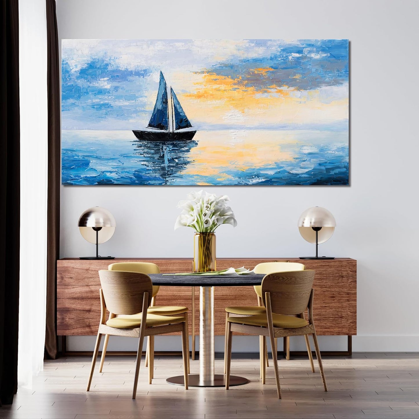 Canvas Wall Art Decor Large Wall Art Pictures for Living Room Artwork for Walls Blue Coastal Wall Art Prints Landscape Natural Wall Art Decor Art Work for Home Office Kitchen Wall Decor 24" x 48"