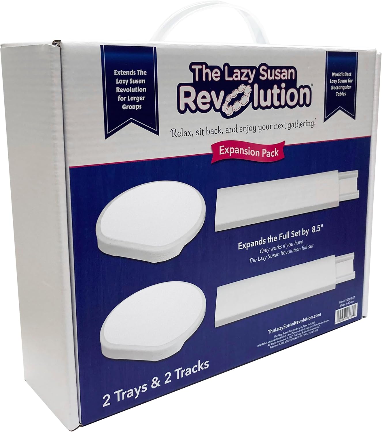 Expansion Pack - White - 2 Straight Tracks and 2 Trays. Does not Work Without the Lazy Susan Revolution Full Set (Sold Separately).