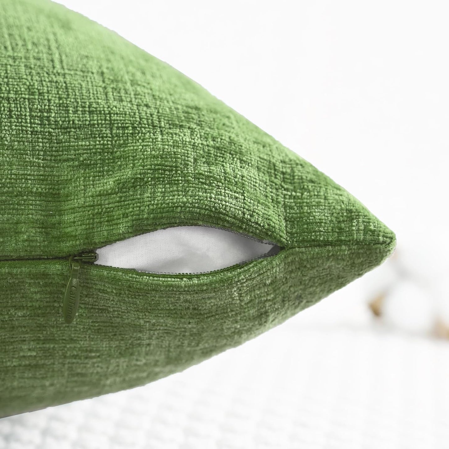 CaliTime Throw Pillow Covers Decorative 12 X 20 Inches Pack of 2 Cozy Chenille Cushion Cases for Couch Sofa Bed Living Room Home Forest Green