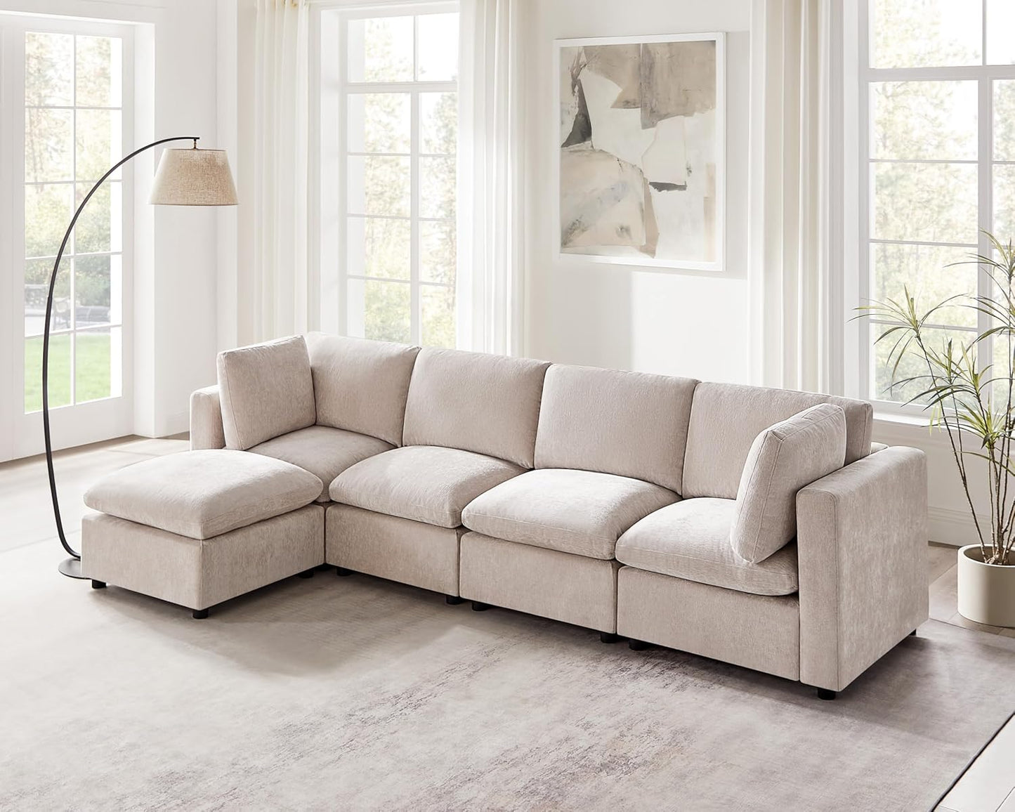 Modular Sectional Sofa, Convertible Couch Modular Sofa Without Ottoman, Sectional Sofas for Living Room Small Apartments