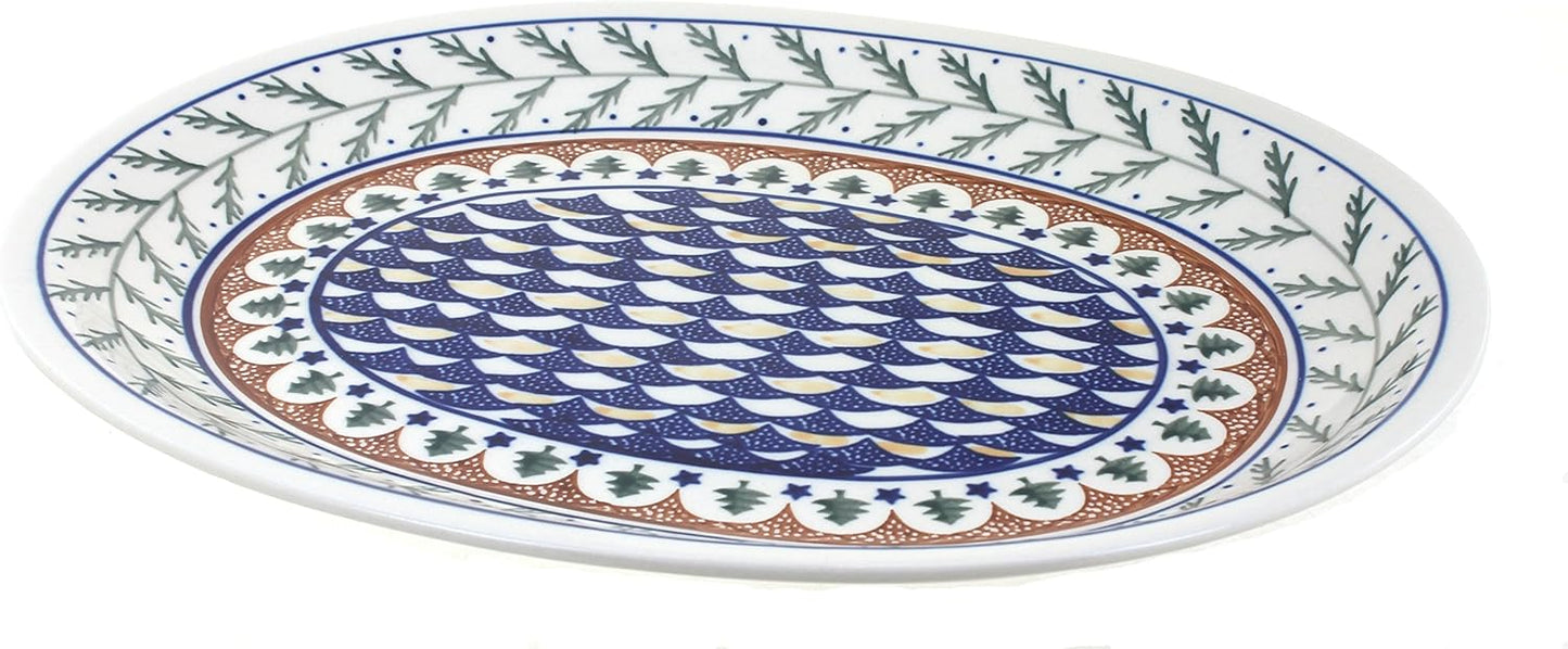 Blue Rose Polish Pottery Evergreen Large Serving Platter